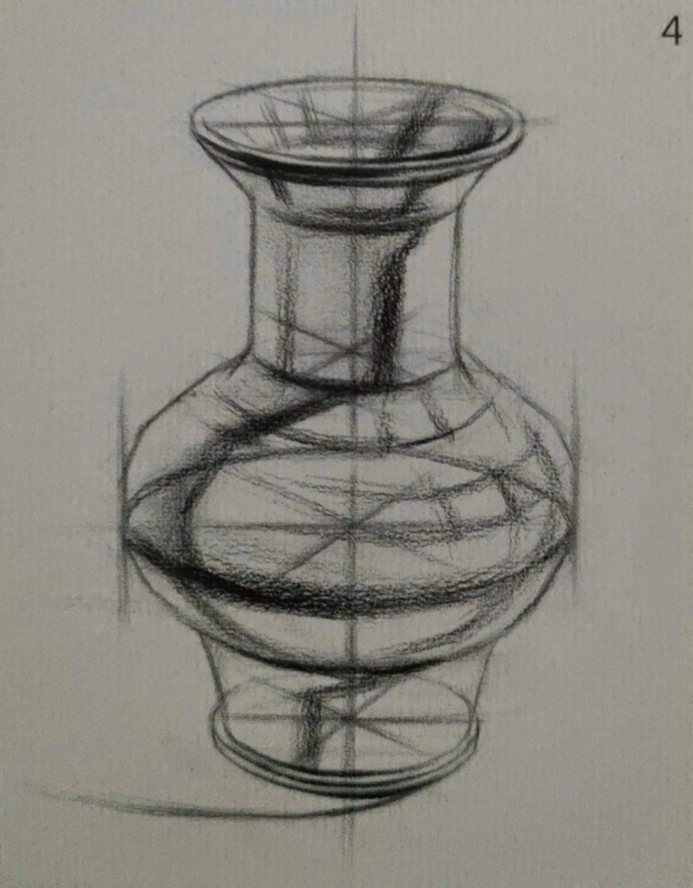 用长直线切出花瓶的大体形状,注意各部分的比例关系.