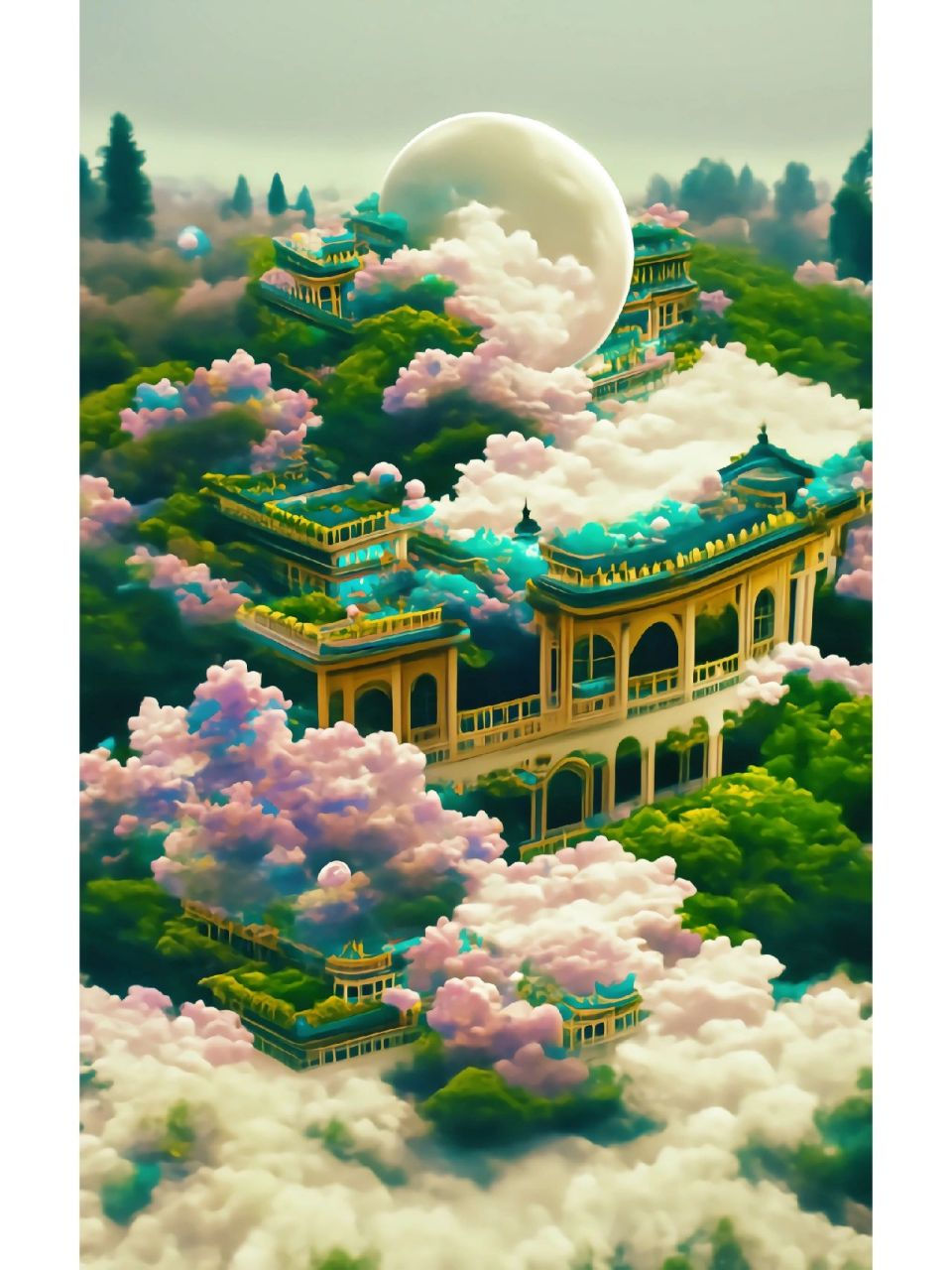 绝美云顶天宫图 想象了一副云顶天宫,让ai帮我画了出来,请你用现有的