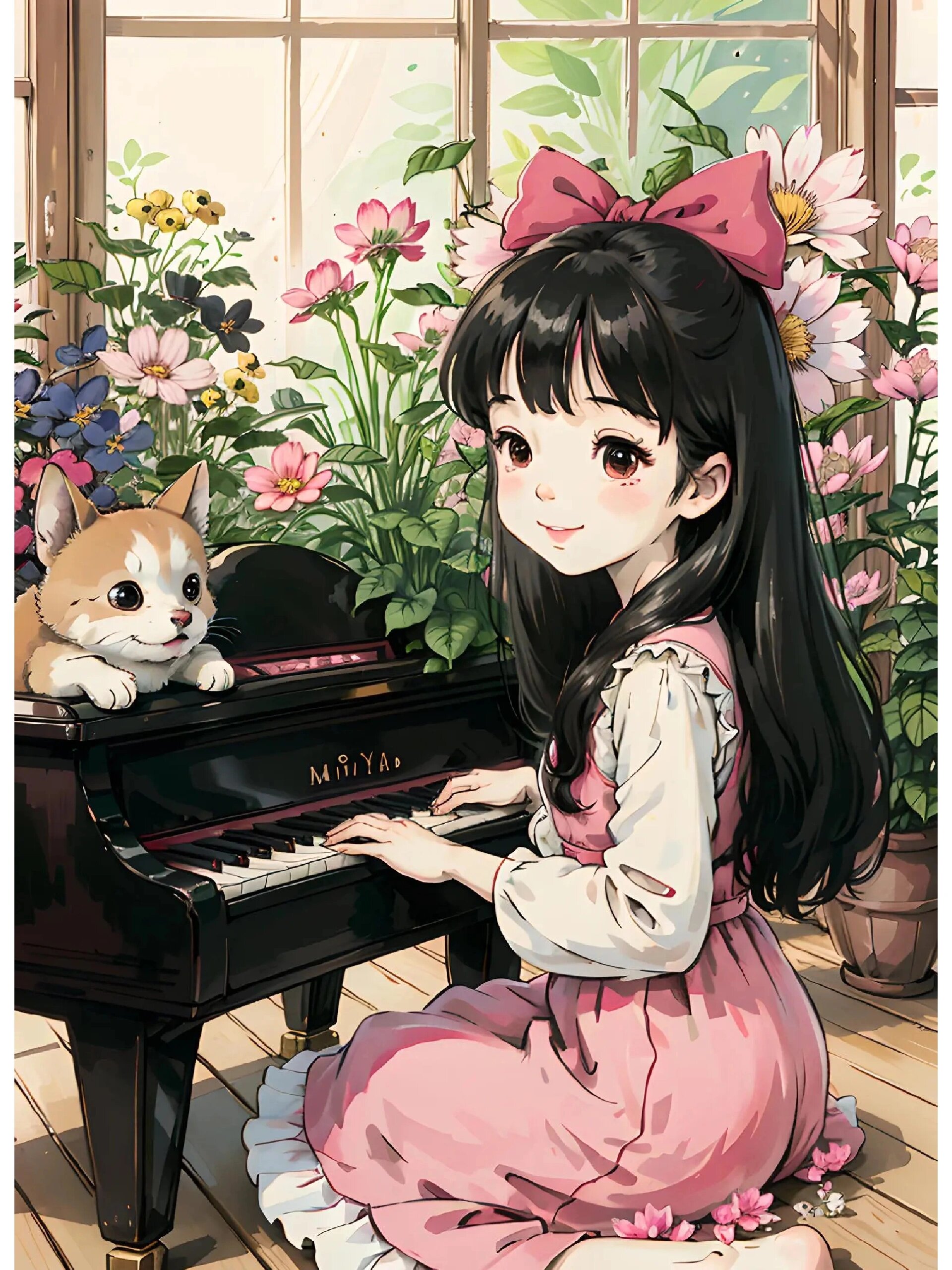 弹钢琴的小女孩/治愈系漫画