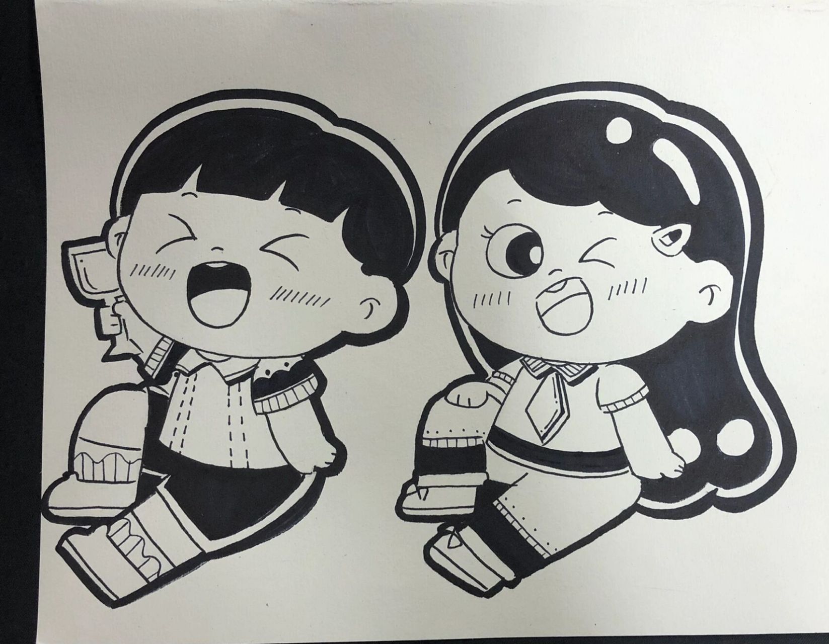 儿童画人物万能素材坐姿&蹲姿 临摹(儿童画) 后面附线稿