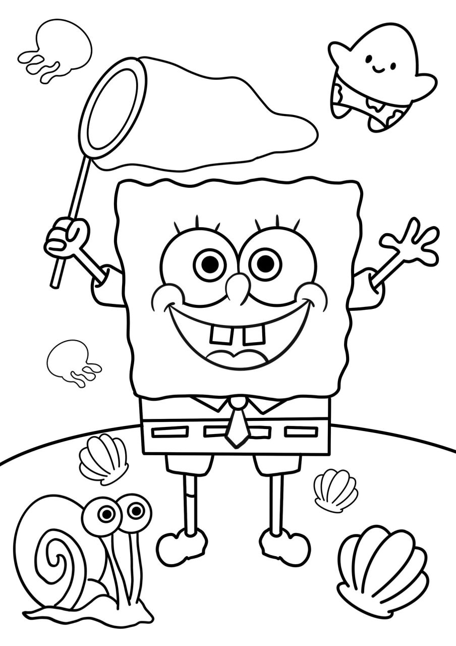 儿童喜欢的海绵宝宝简笔画,海绵宝宝简笔画教程,儿童海底世界场景画