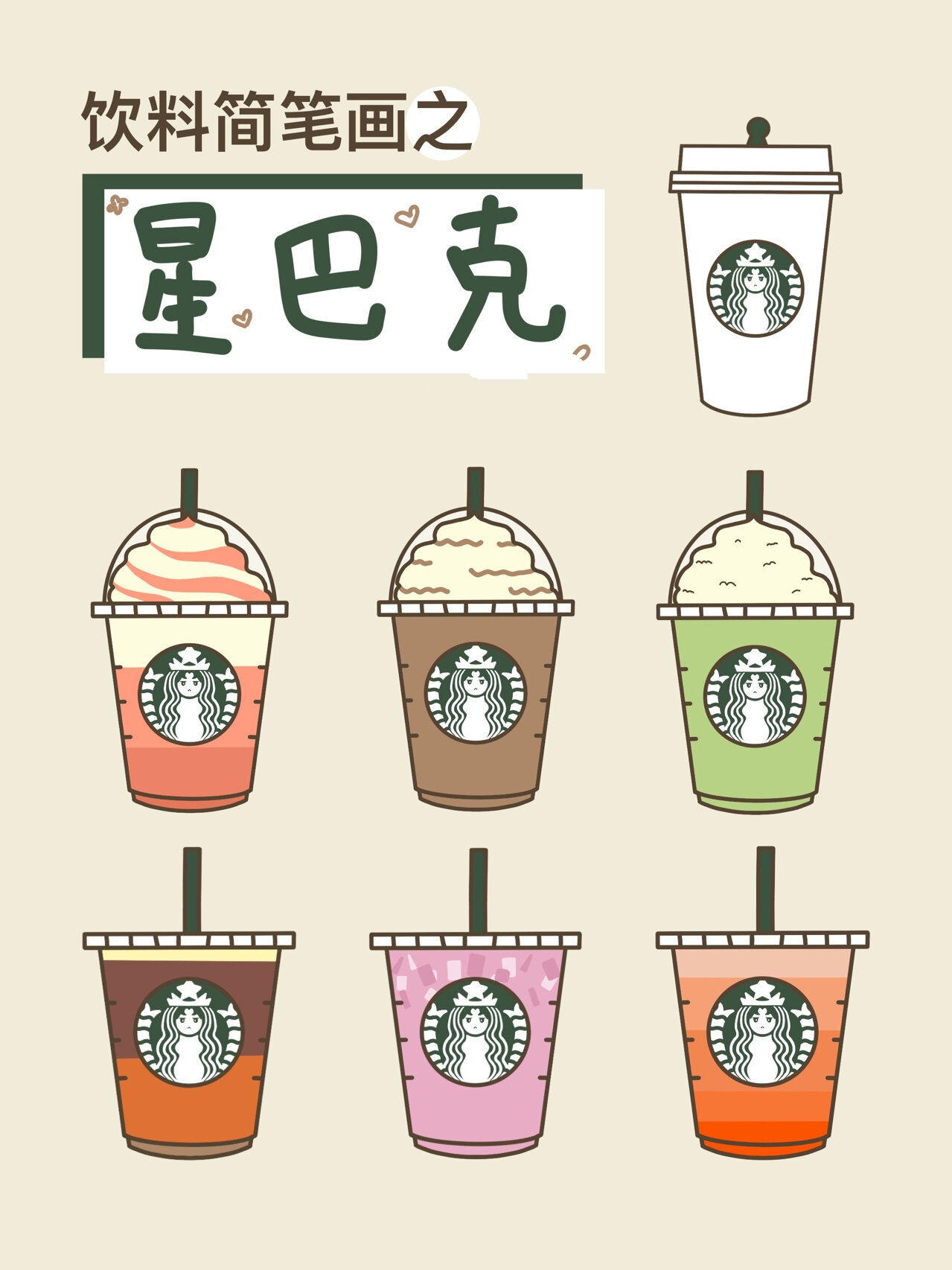 🥤饮料简笔画之星巴克篇