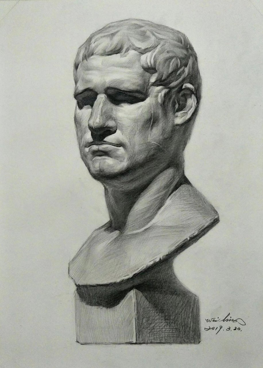 多角度《阿格里巴》石膏头像素描