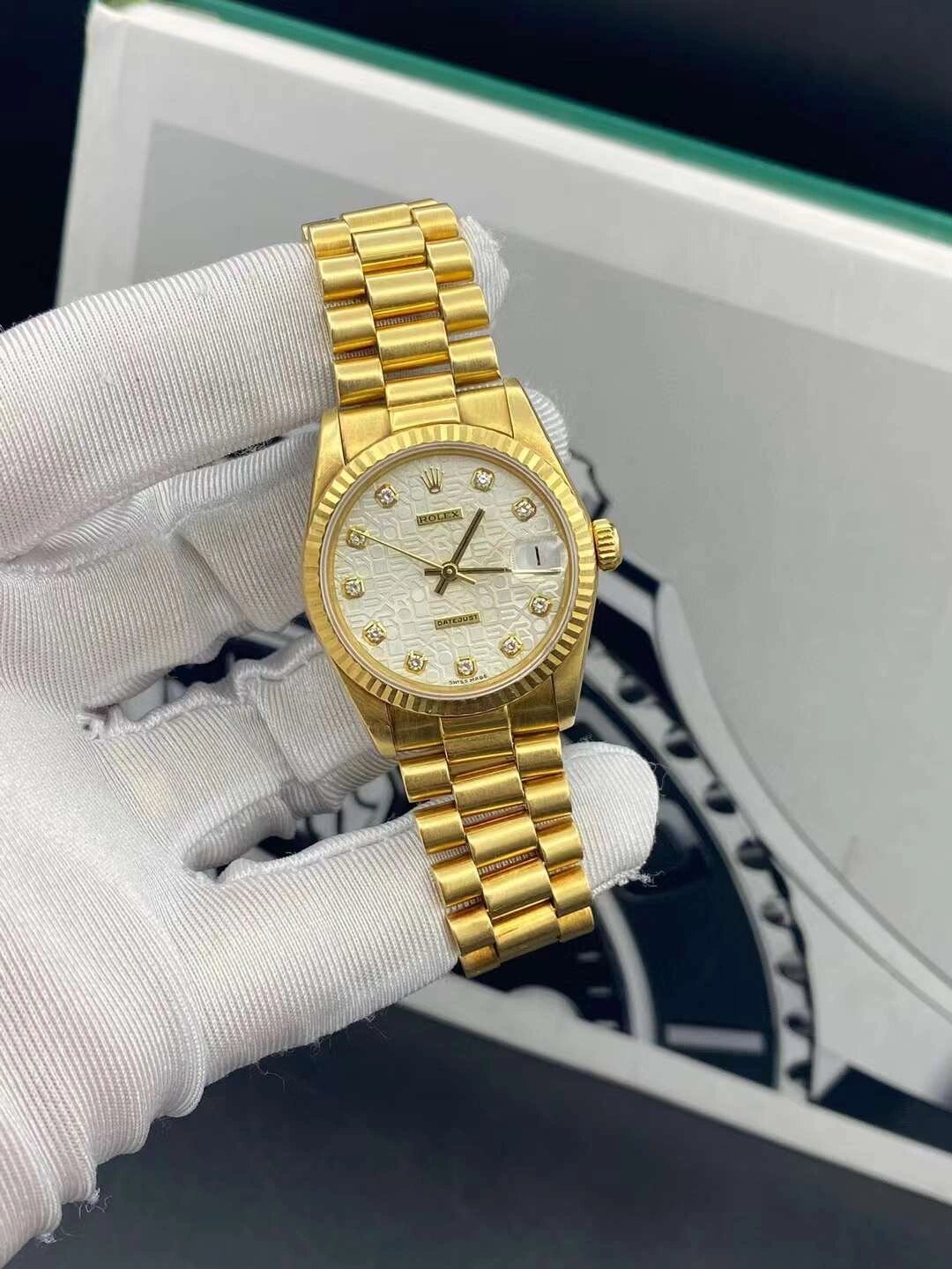 劳力士日志系列68278 银电脑面 18k黄金材质