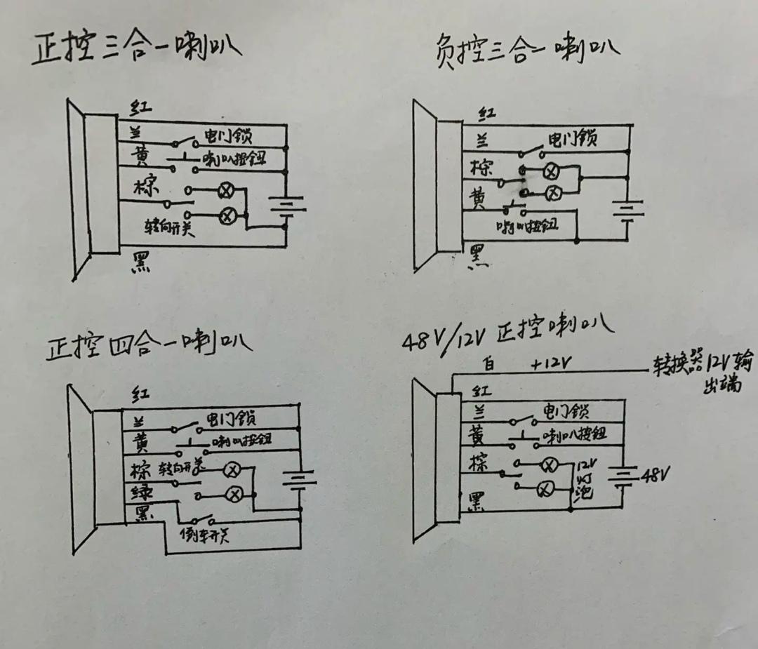 三轮车喇叭接线图解图片