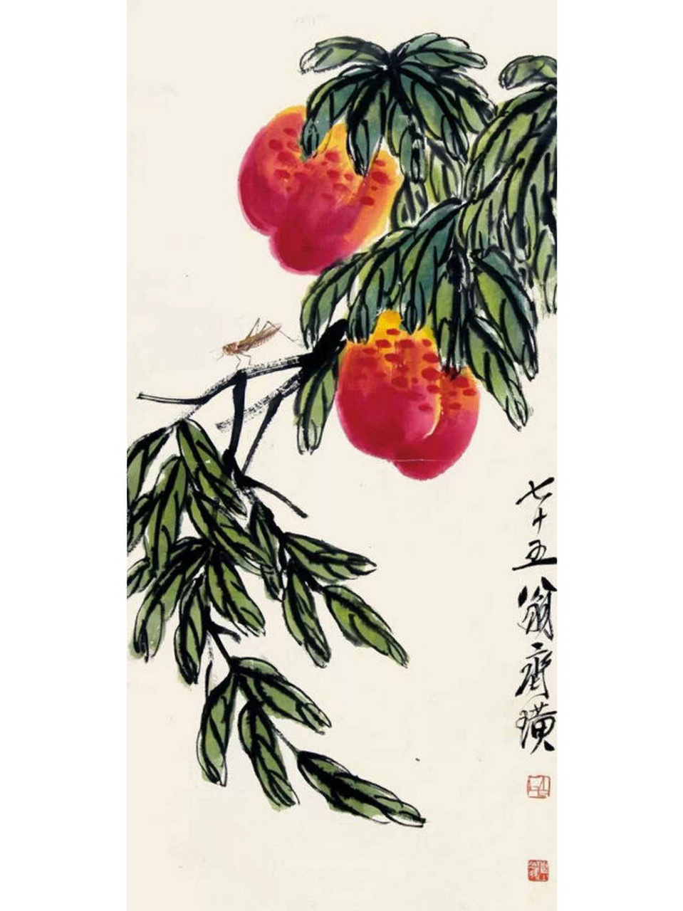 国画寿桃|齐白石老人作品