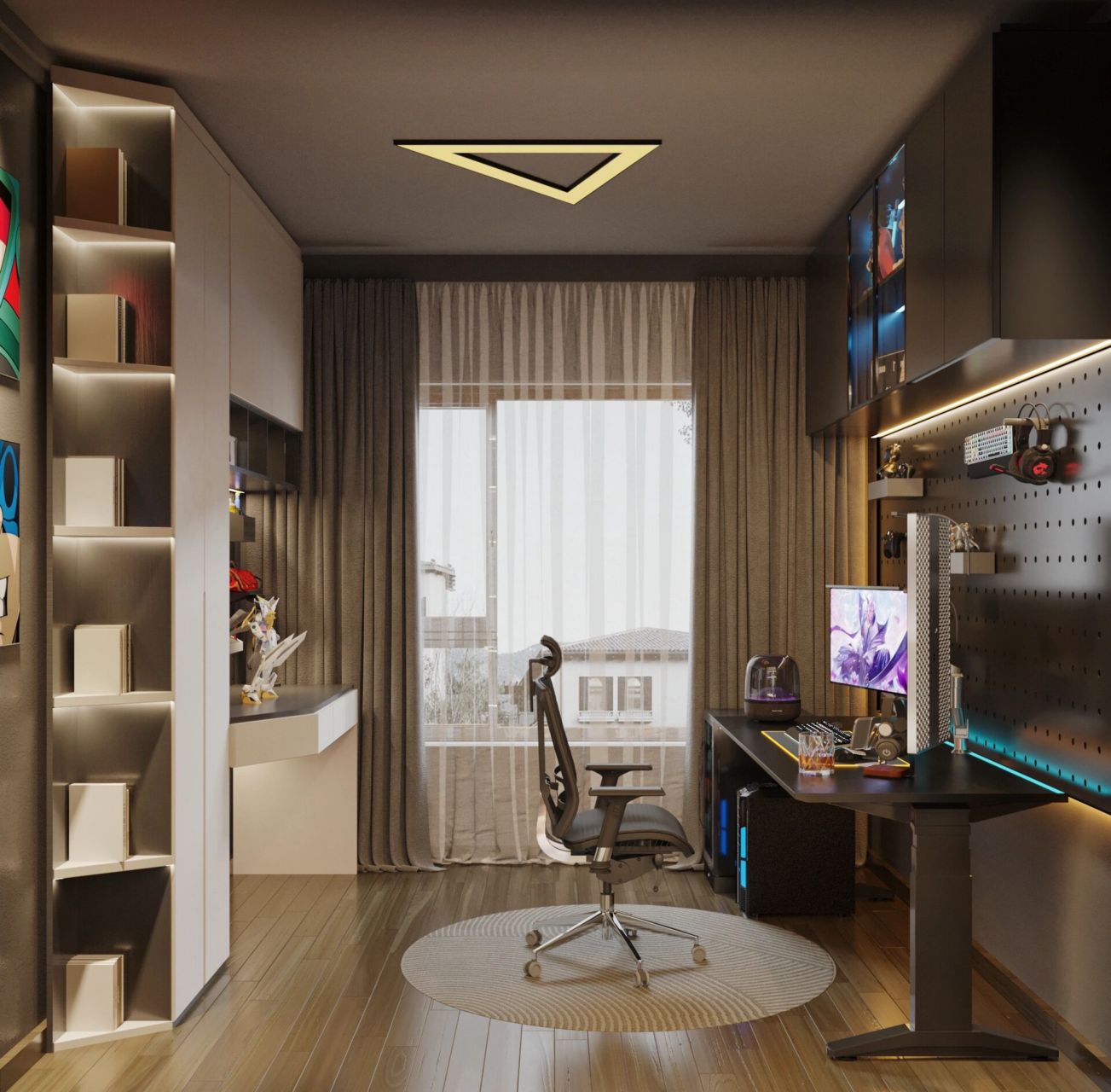 定制电竞房书房一体|娱乐办公两不误93 对于很多年轻人来说,全屋