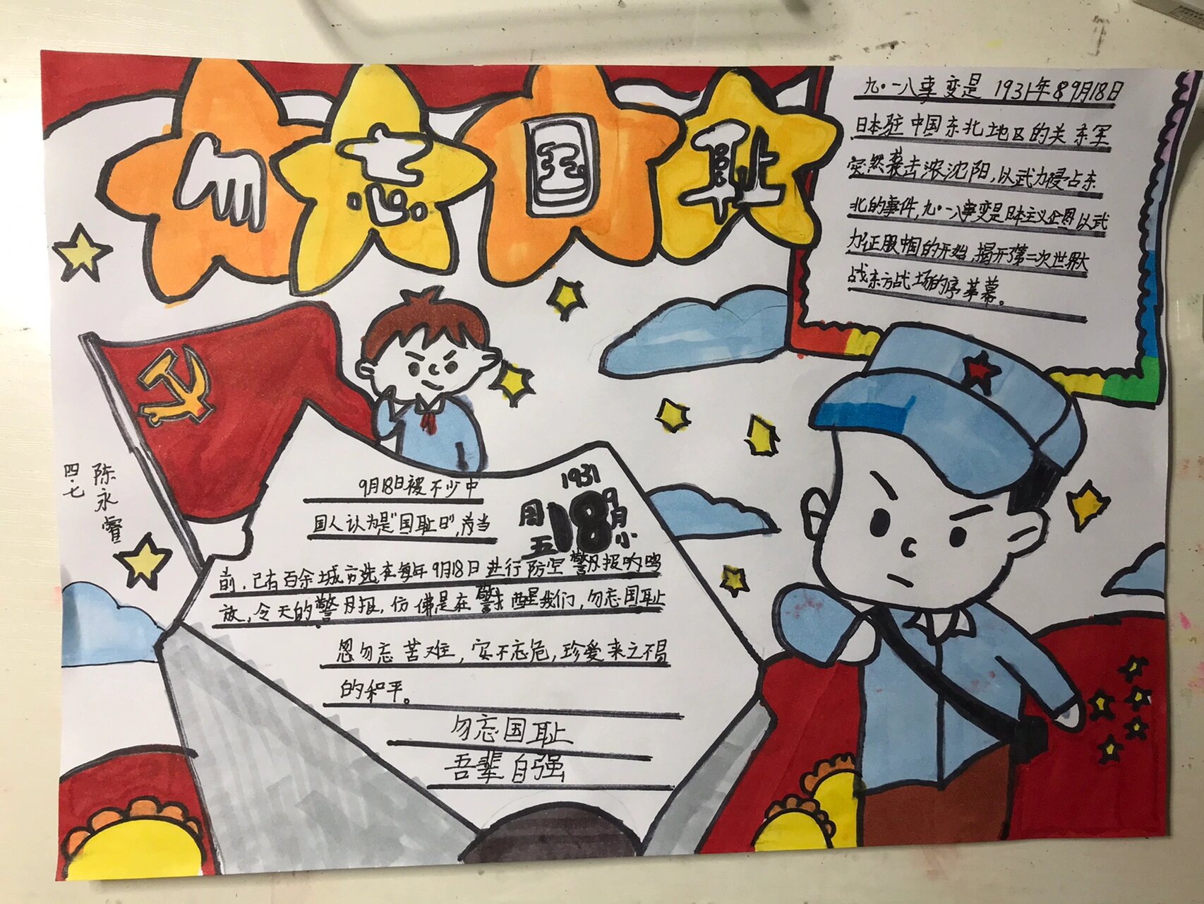 勿忘国耻  牢记历史918手抄报