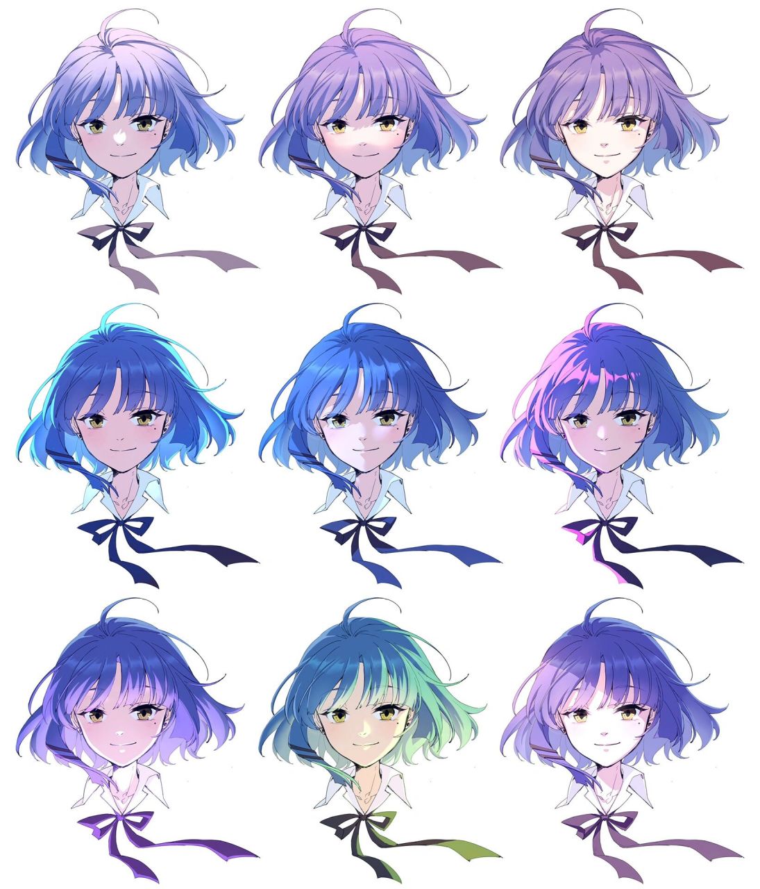 一些常见的二分光影 这次画了一些常见打光下的二分光影,希望可以有所