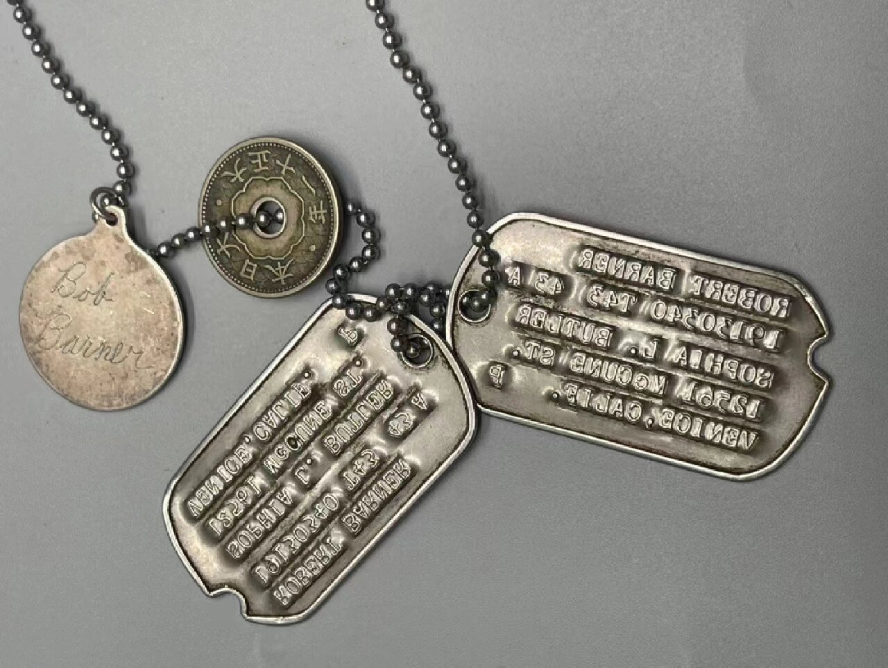 二战时期美军士兵铭牌 狗牌也即军用识别牌.