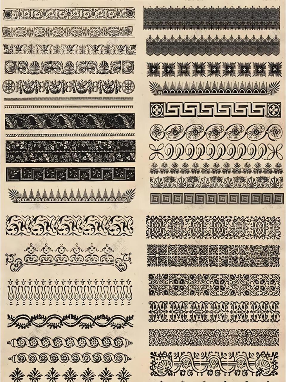 复古欧式典雅花纹边框装饰分割线矢量eps图案 png平面设计ps素材 一套