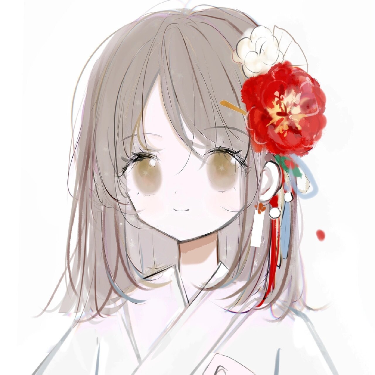 画过的一些花拟人头像 芙蓉,丁香,山椿,相思豆