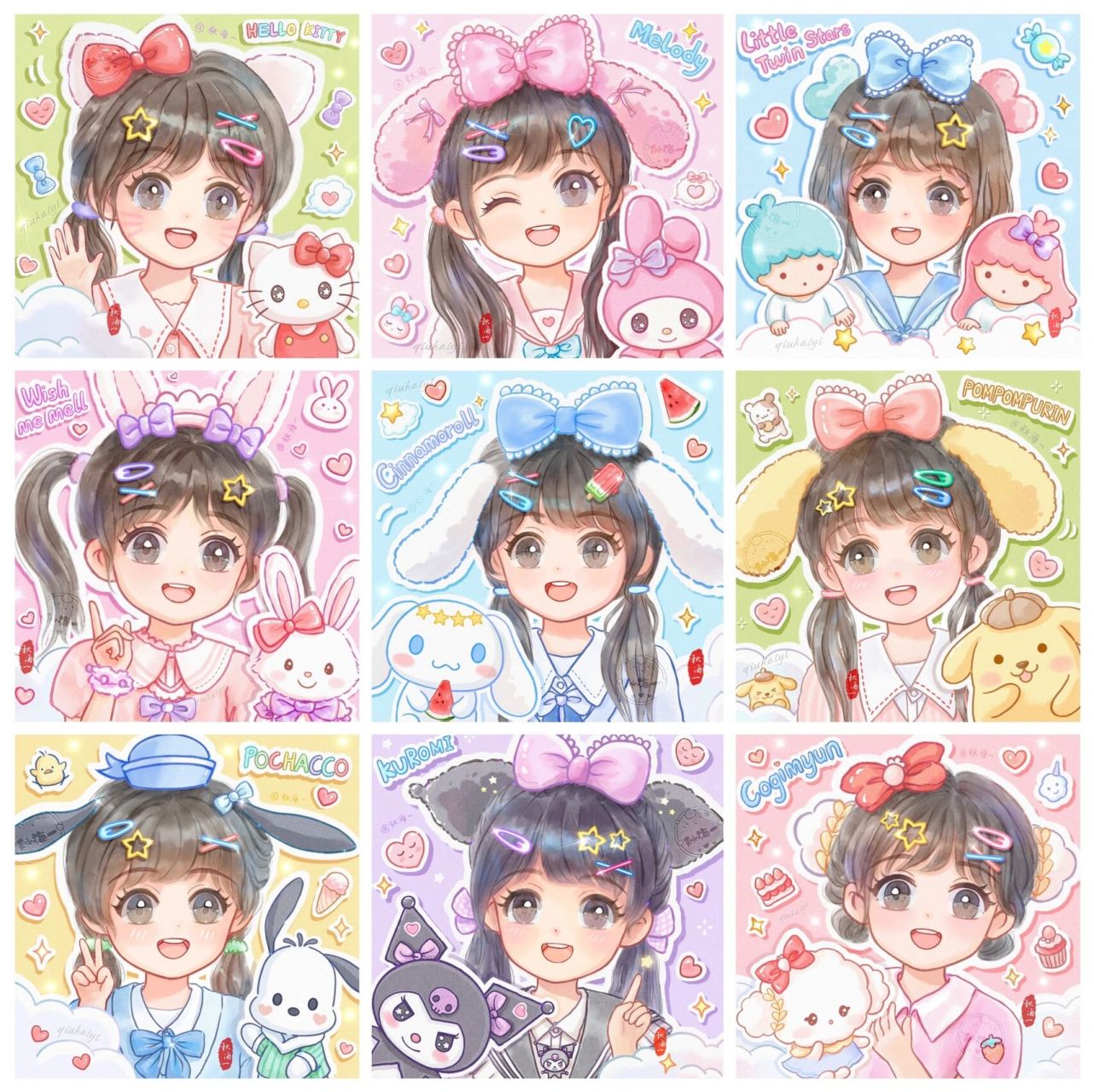 九宫格头像|三丽鸥可爱头像 我画好啦,三丽鸥大耳狗,库洛米,美乐蒂