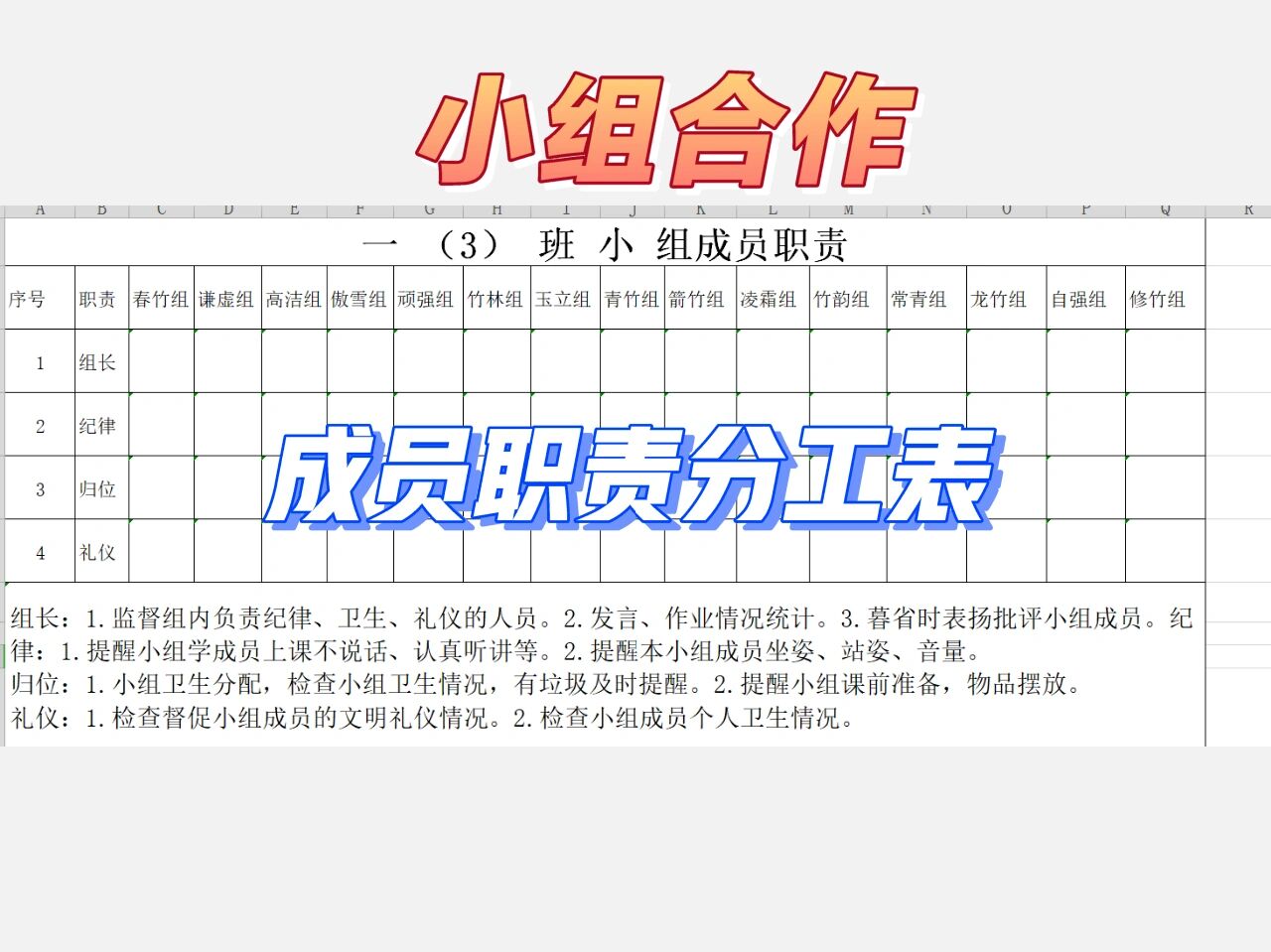 ppt制作组员分工表图片