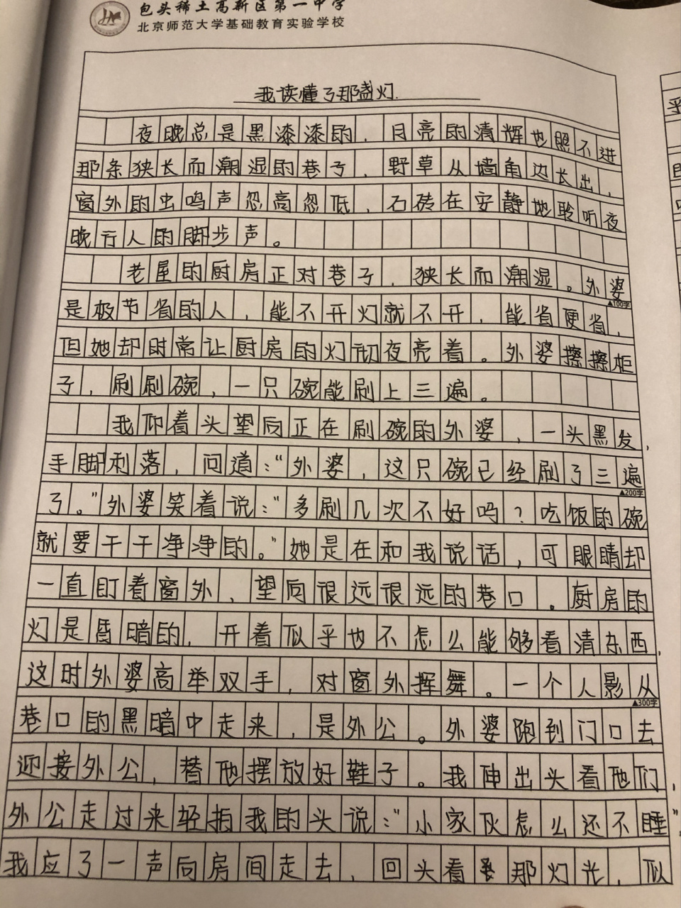 作文《我读懂了那盏灯》 半命题作文《我读懂了_____》 	 手写摘抄