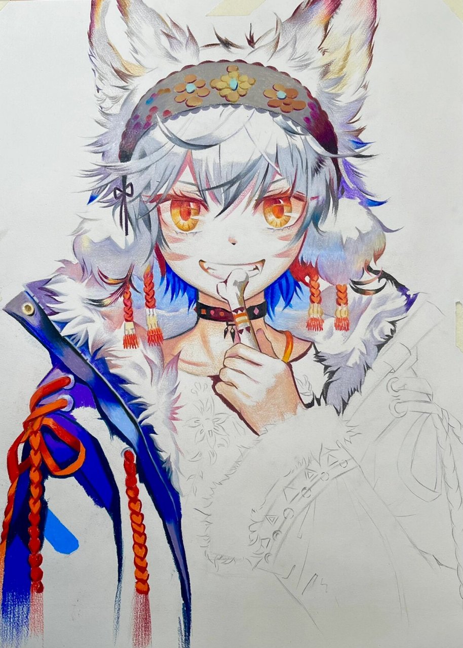 彩铅手绘漫画动漫人物男生插画 这是用富莱卡勒家的72色油性彩铅完成