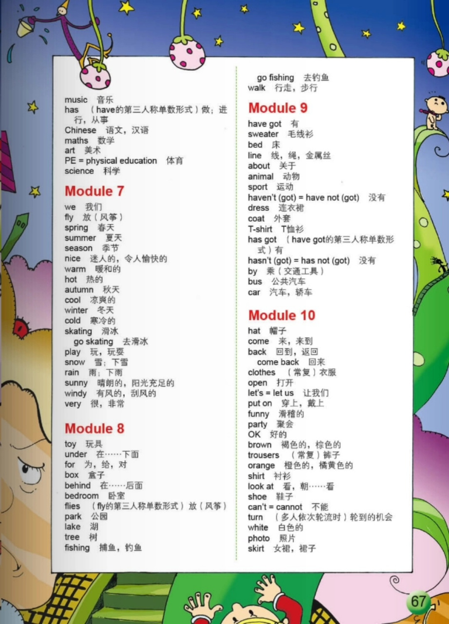 三年级英语下册第8模块