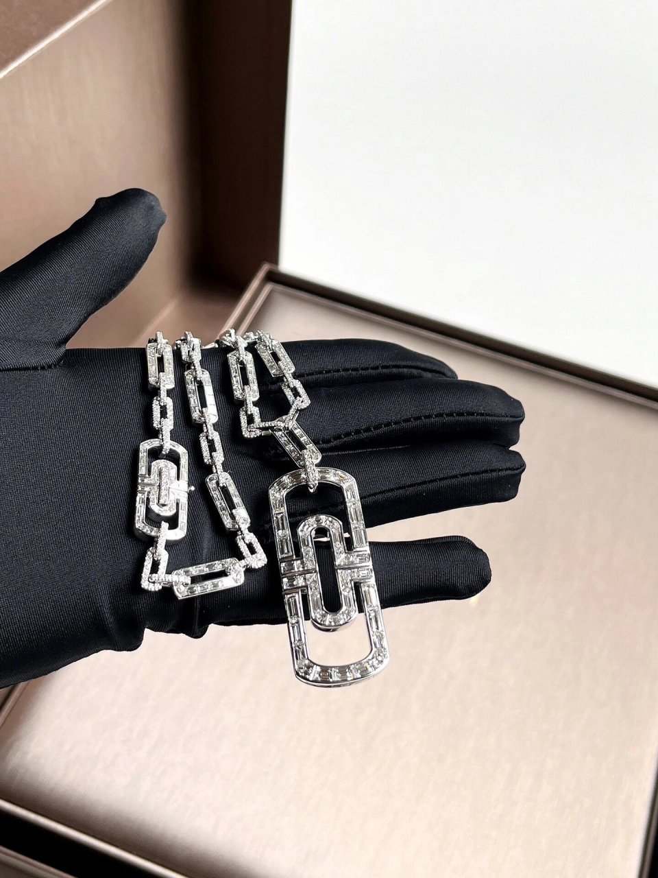 宝格丽|回形针 满钻 t方钻项链 bvlgari 宝格丽 回形针 白金 t方钻 满