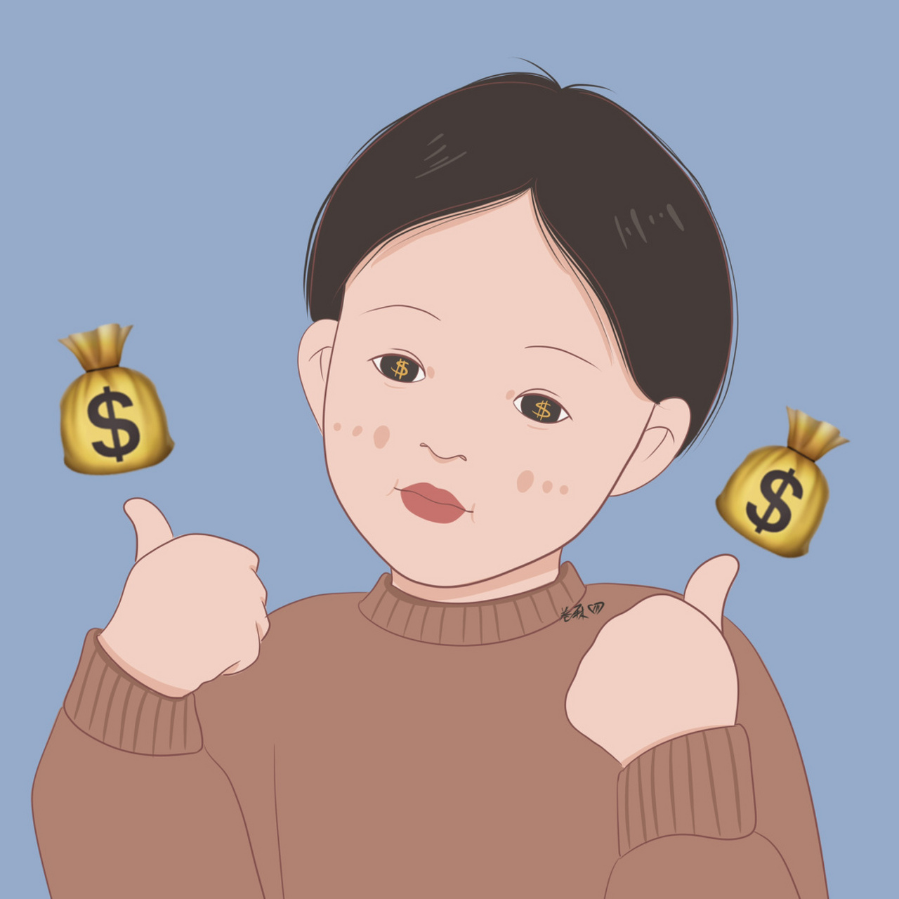 插画 | 情侣头像 |人间清醒,搞钱上瘾9090 图片92二改92商用