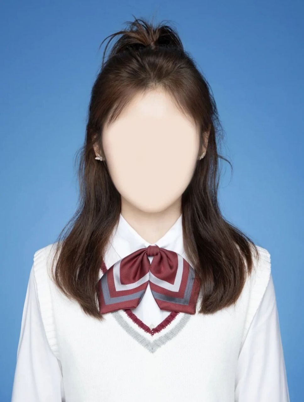 可适用于考试的蓝底半身照模板来了呦～ 全天在线修图~还有超多写真照