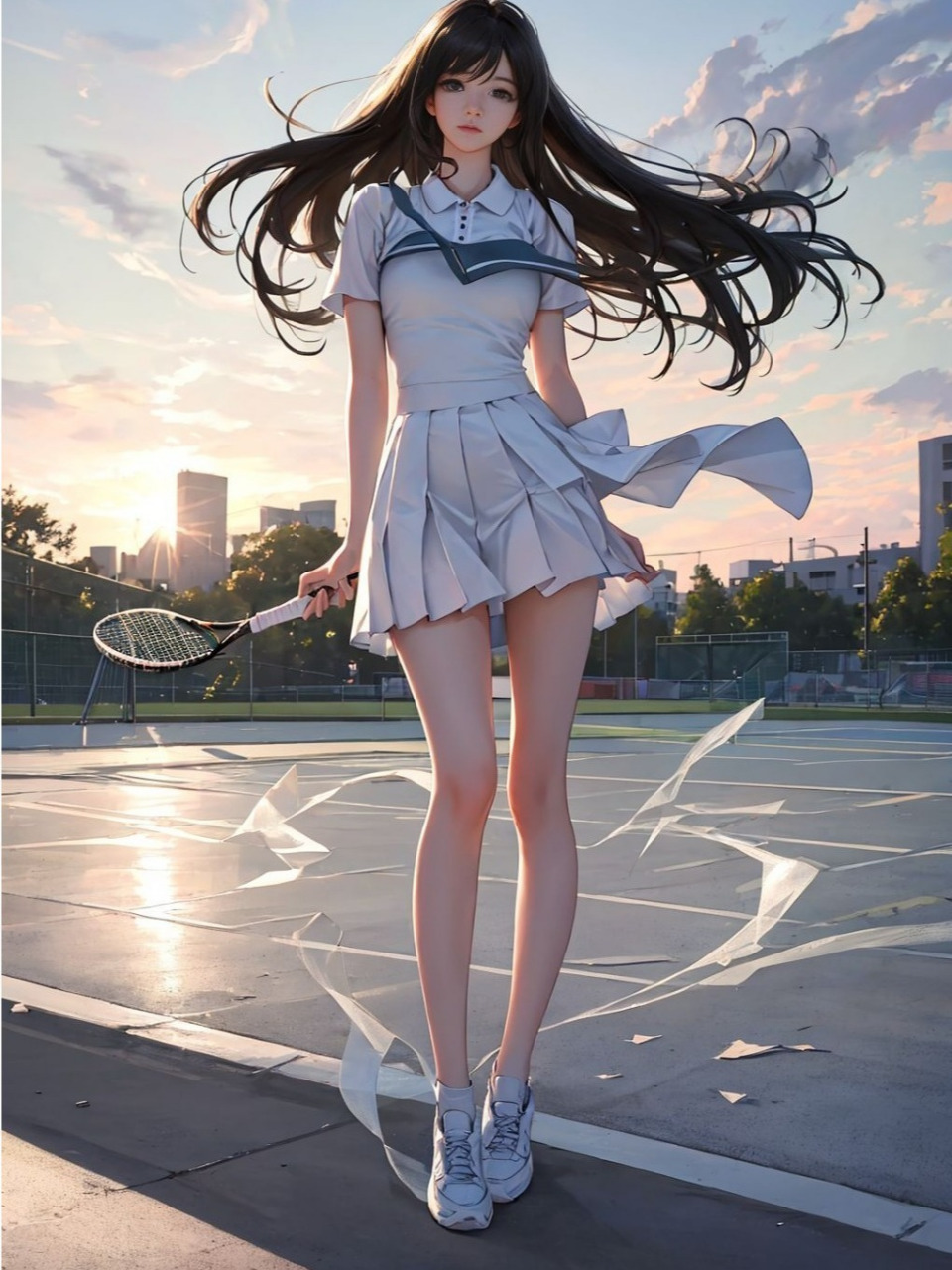 网球服美少女 #ai绘画#02 02#网球女孩#02 02#我和ai有画说