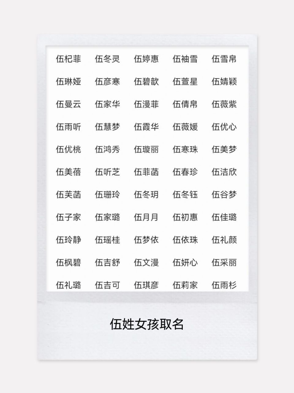 伍姓宝宝女孩名