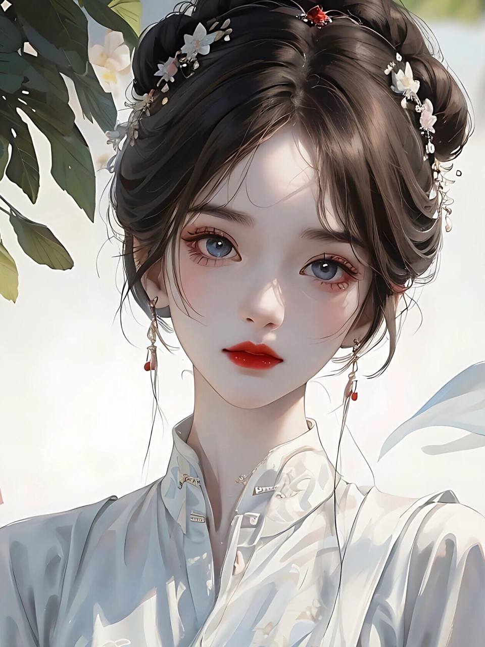 郁郁葱葱花正艳,美人如花似玉颜|女生头像