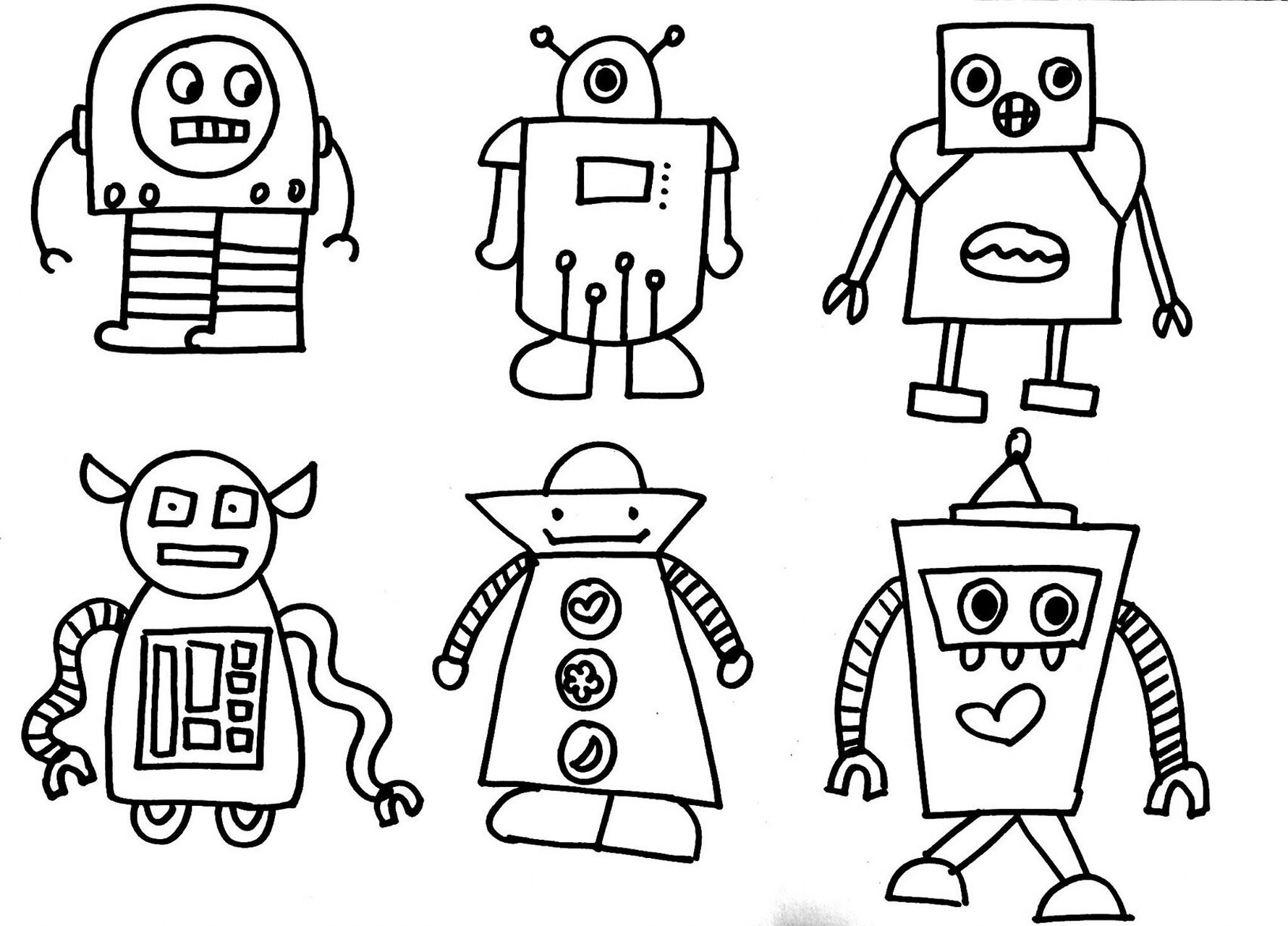 机器人的画法 儿童画图片