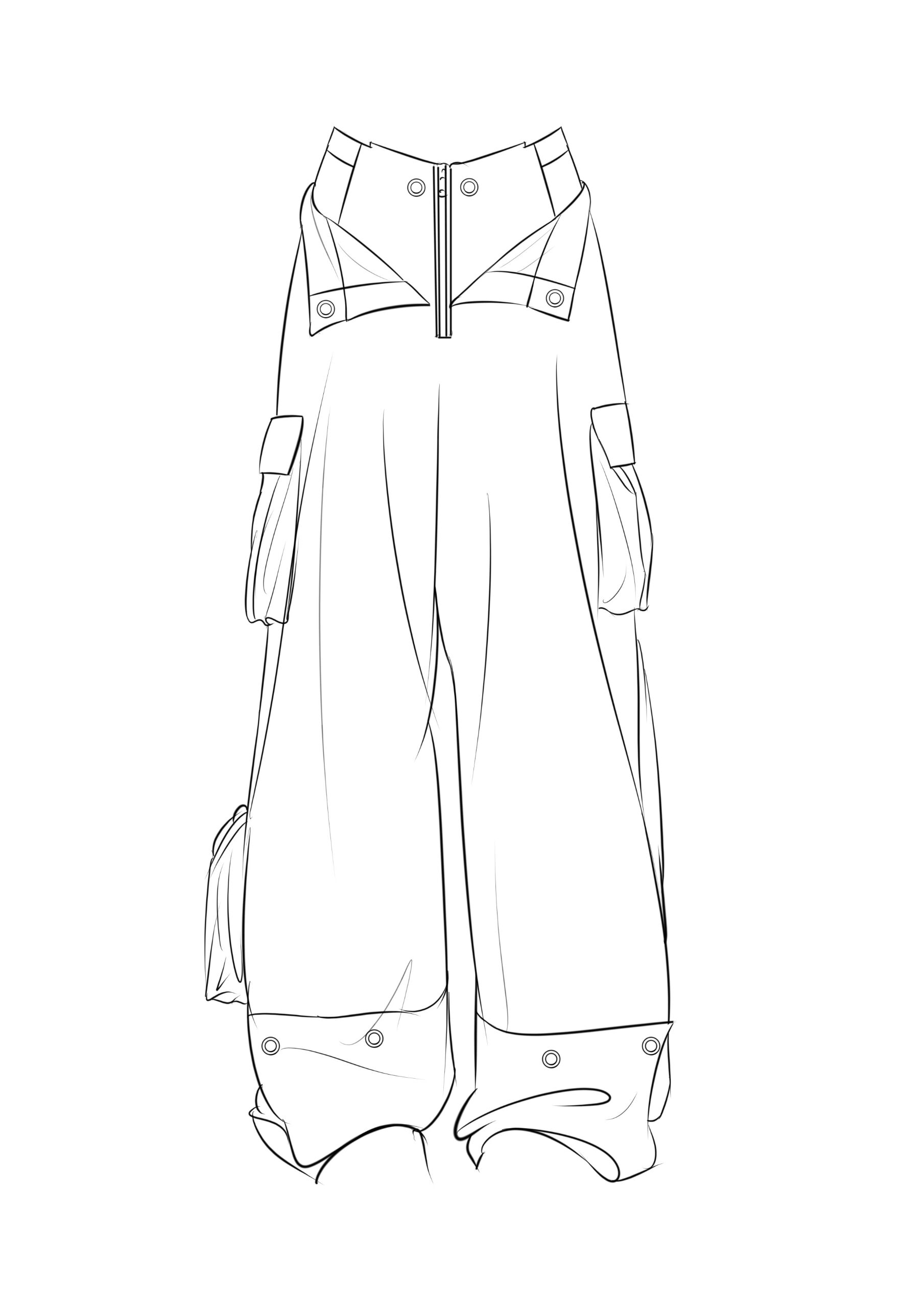 裤子款式图|服装设计|绘画素材|穿搭