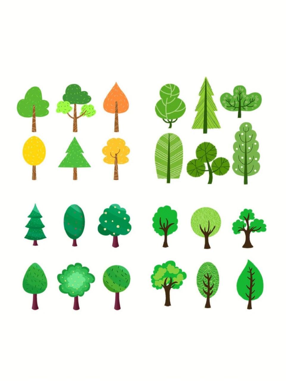 素材|卡通大树 卡通手绘简笔画