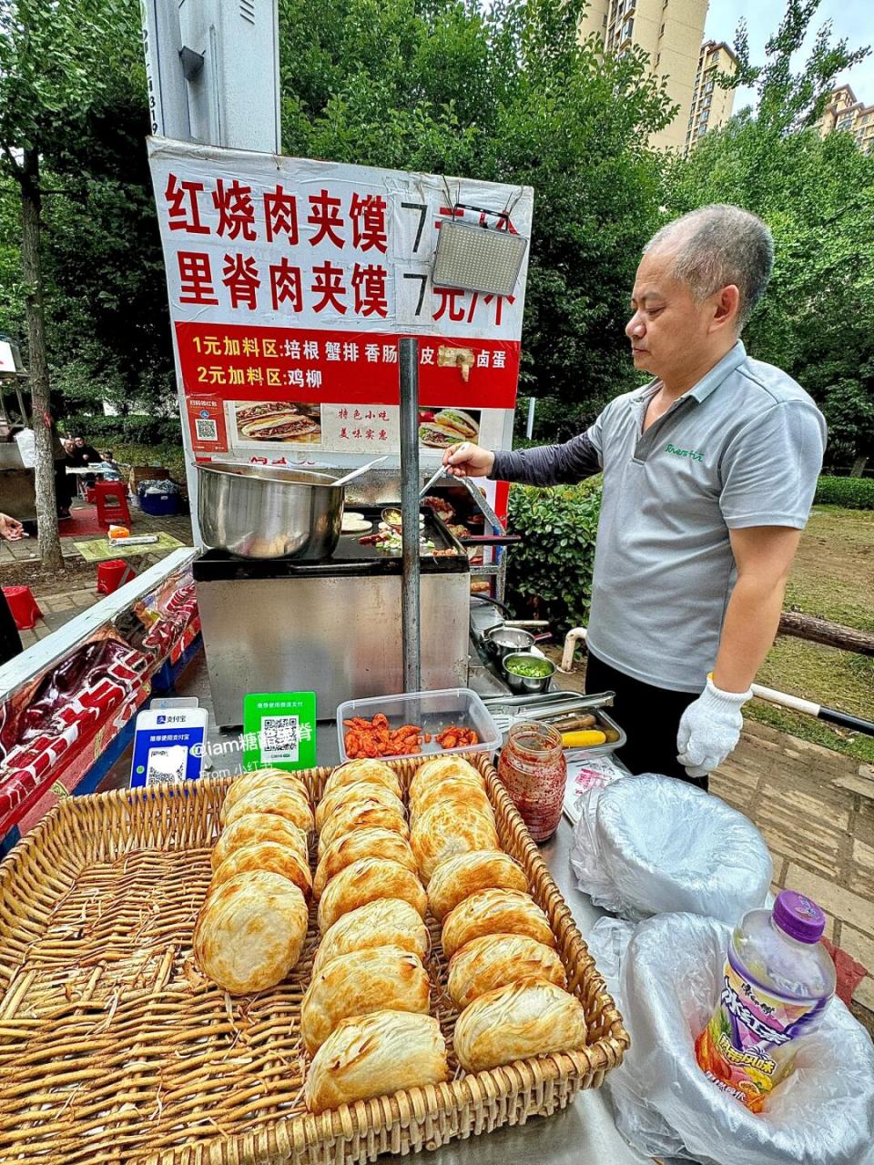 肉夹馍摆摊照片图片