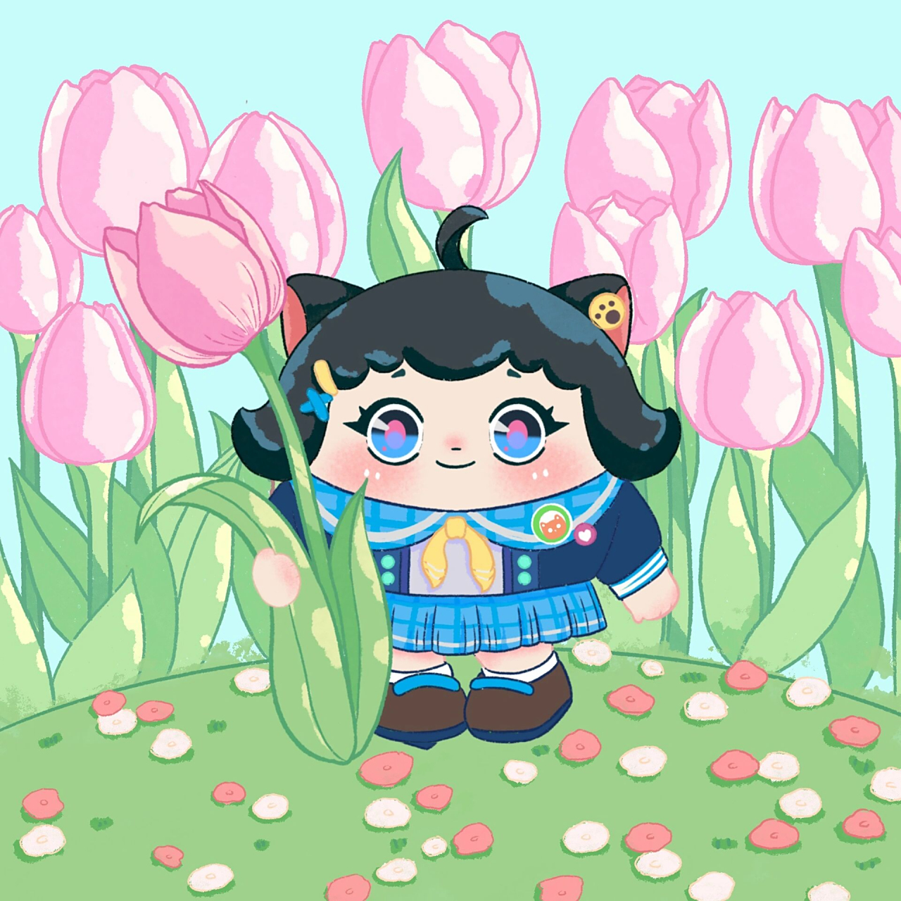 蛋仔派对淘气丸子三色头像 蛋黄酱们要求的三色jk妹妹来啦,昨晚太晚