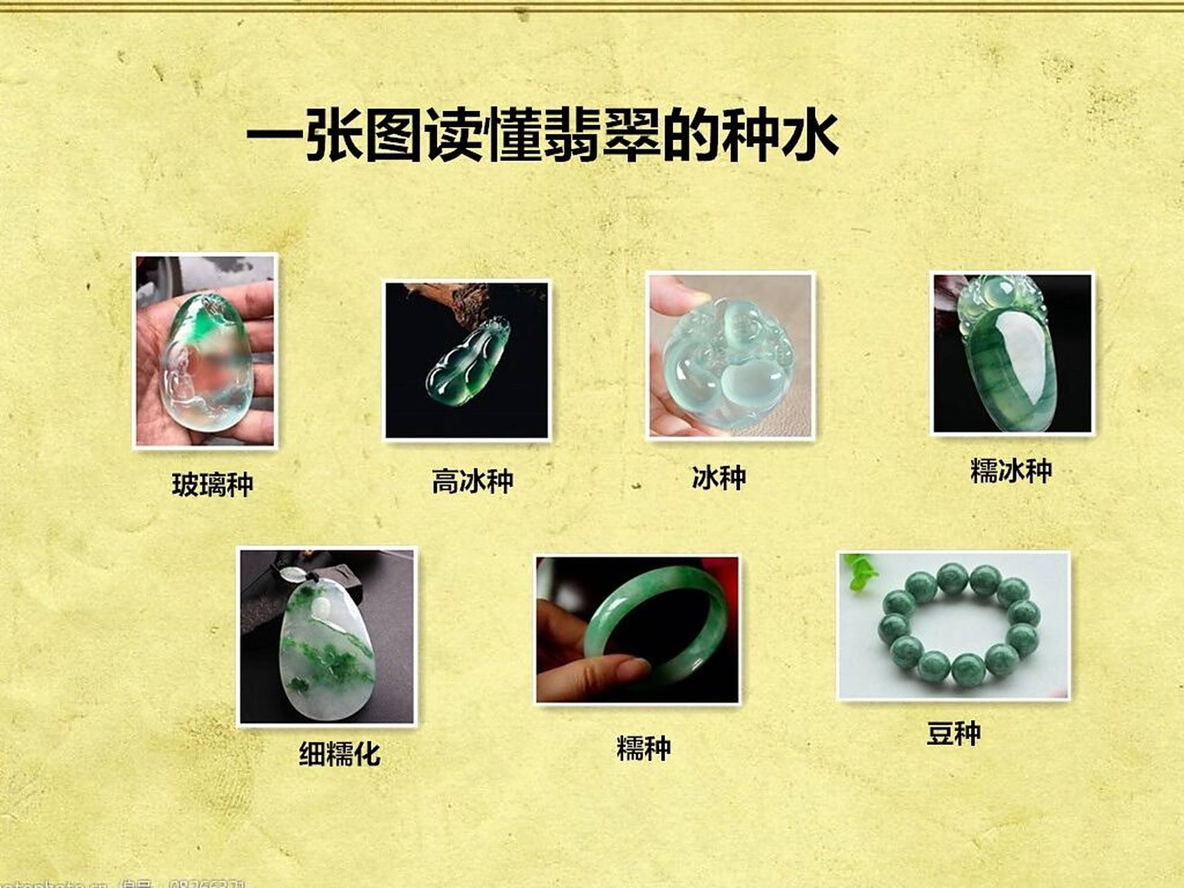 翡翠种水鉴别分类 翡翠的种水分类 1,玻璃种:其实玻璃种是翡翠种水最