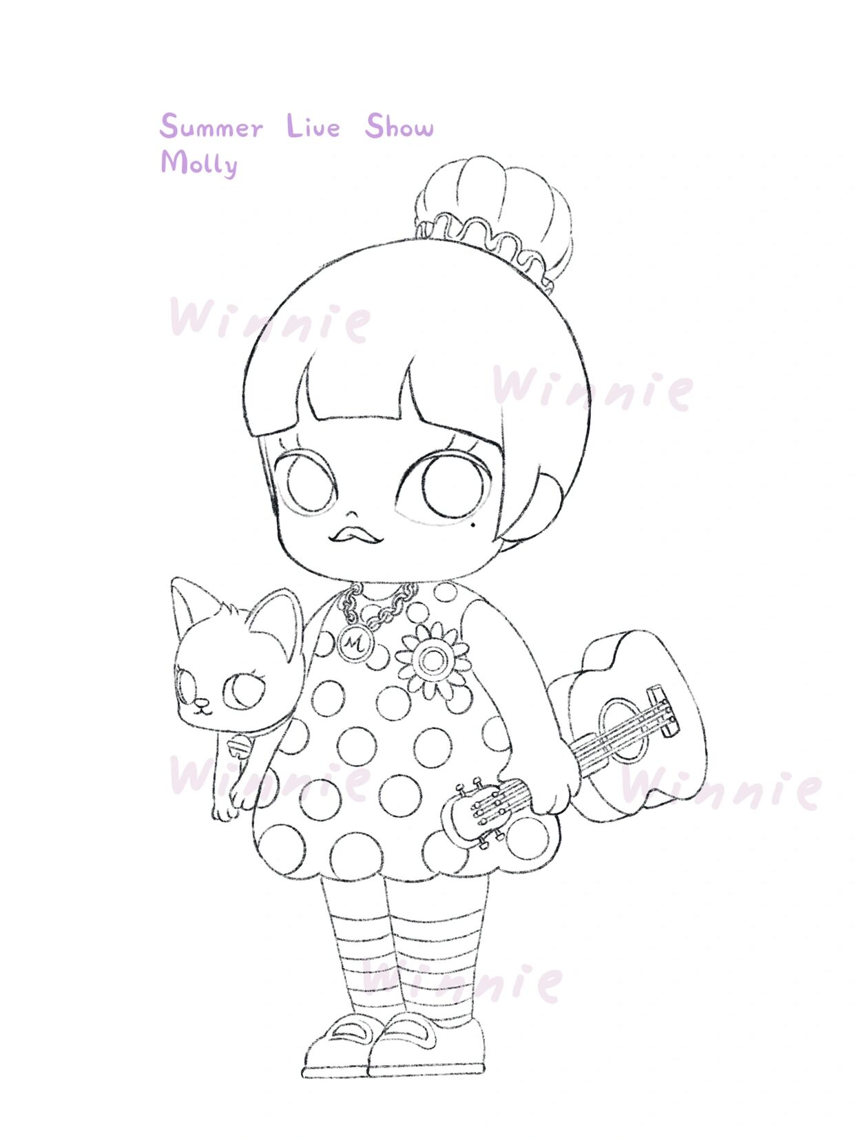 molly夏日演出计划/附线稿 老规矩:完整绘画过程视频