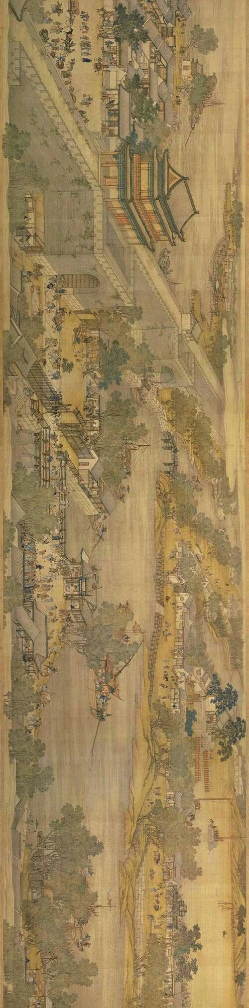 清代清明上河图 《清明上河图》是清宫画院的五位画家陈枚,孙祜,金昆