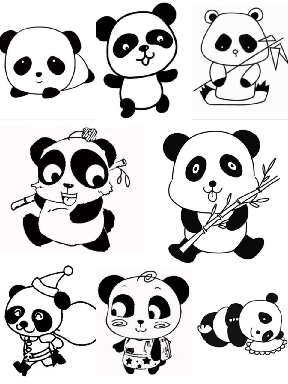 【熊猫】简笔画,美术,素材,创意美术 儿童画熊猫 