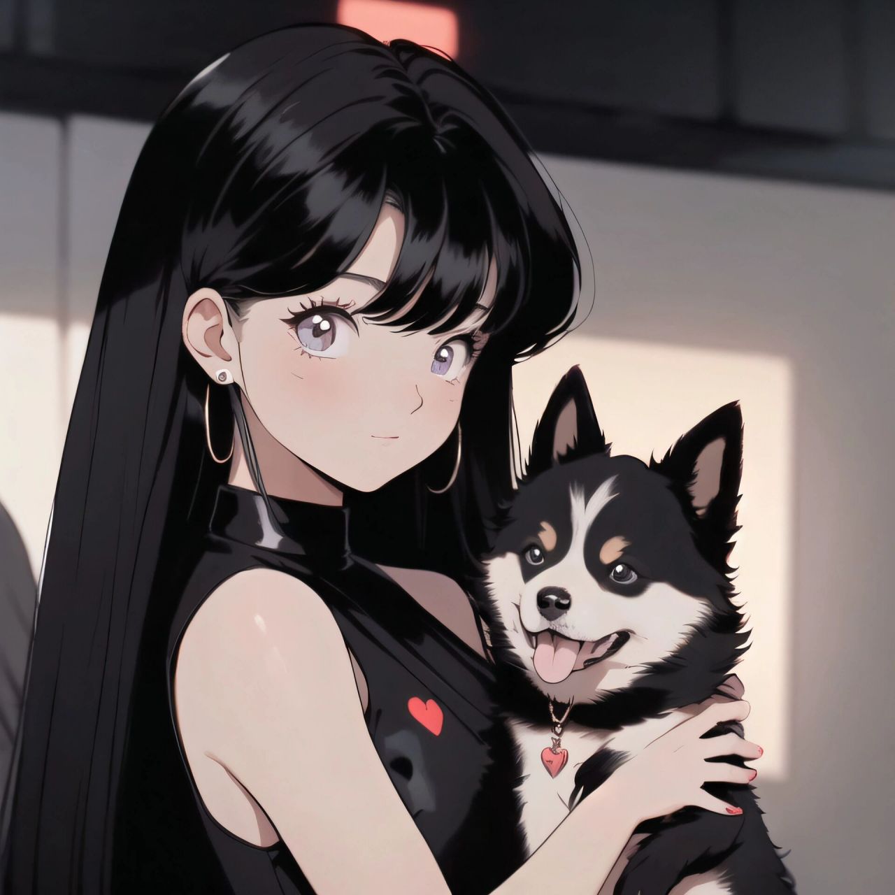 旧漫头像|黑色柴犬和高冷小姐姐