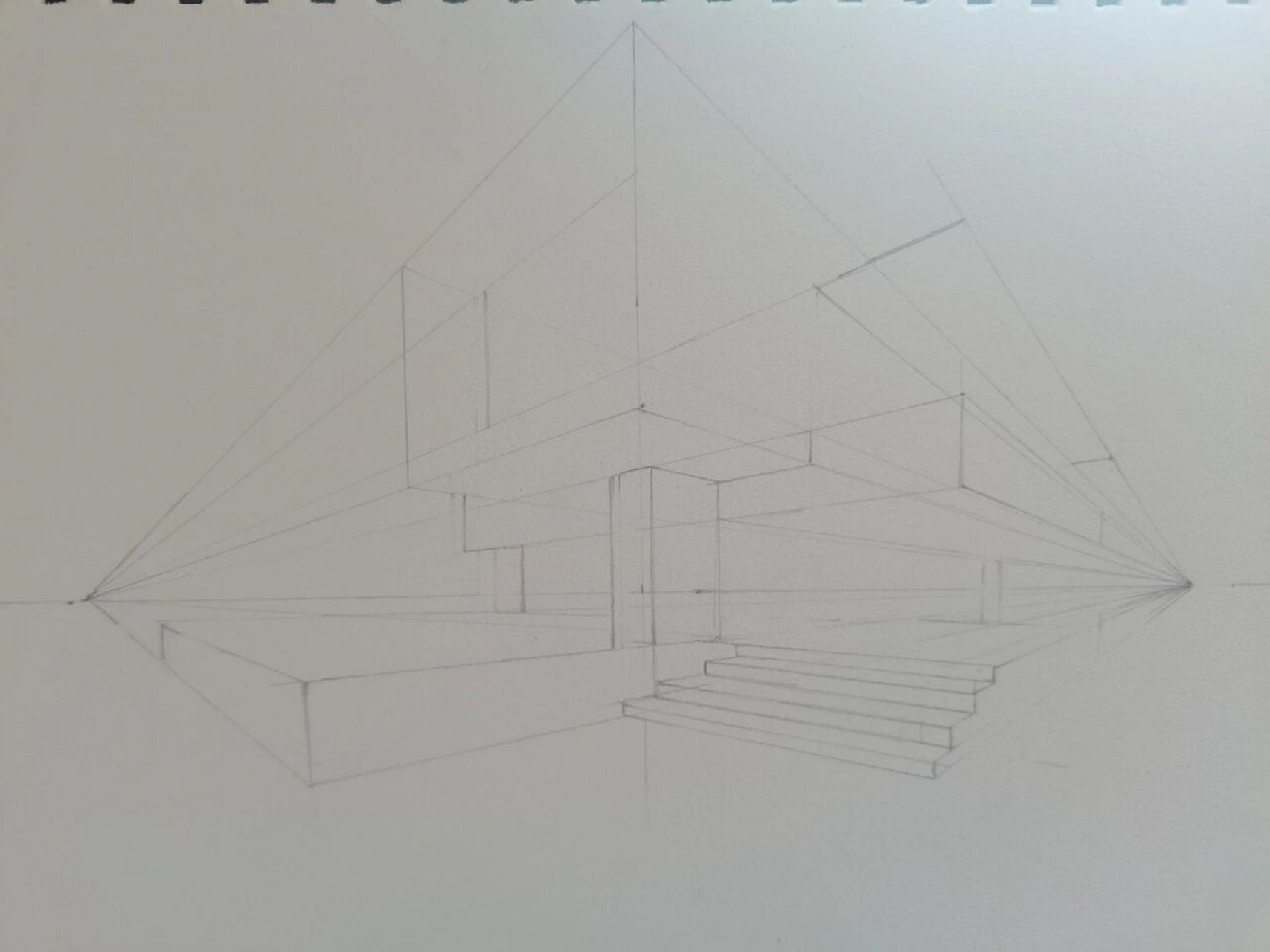 控笔练习/两点透视建筑体(附步骤图/day47 7715绘画练习第47天