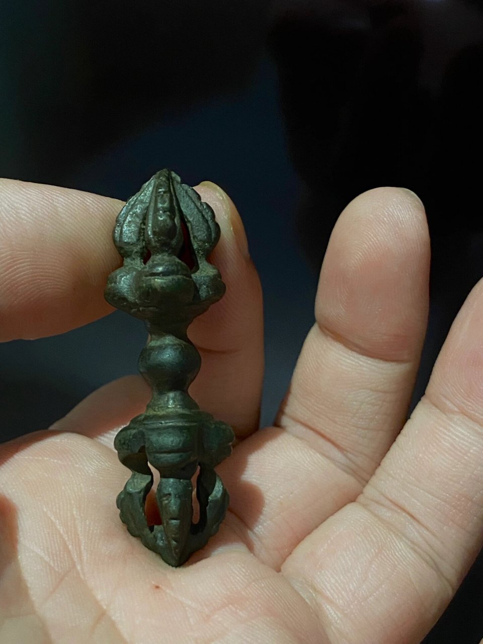 辽代金刚杵 中古辽五股金刚杵,黑漆古皮壳,青铜材质,力度感强