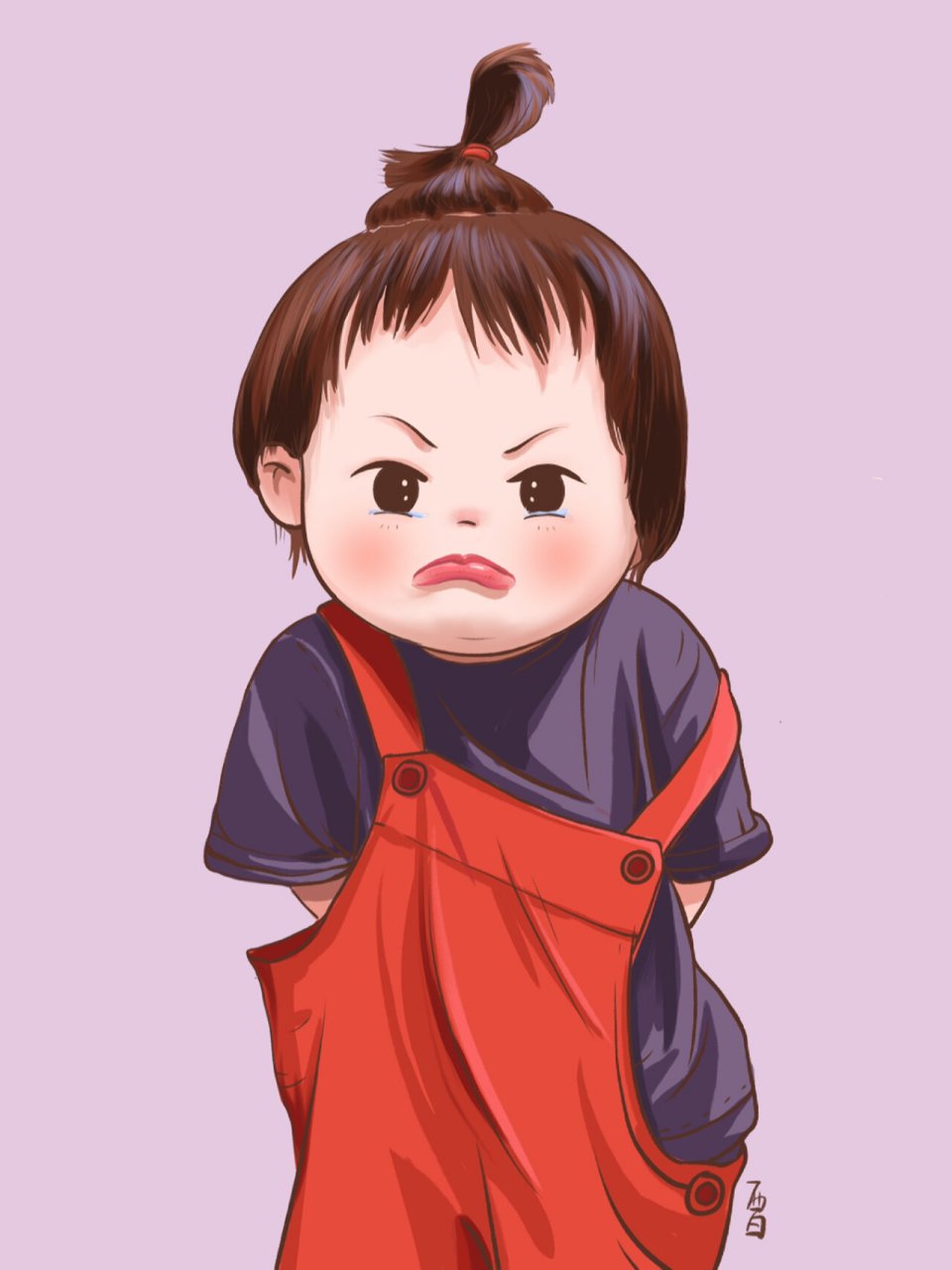 儿童人物插画第27/100张 委屈表情包 委屈巴巴双手插兜