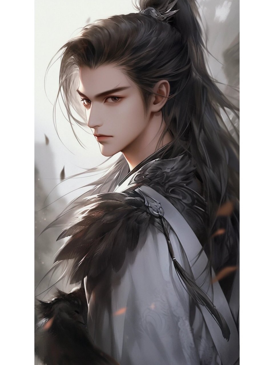 midjourney|水墨诸葛亮『鹤羽星尊』头像壁纸 鹤羽星尊男神 #诸葛亮鹤