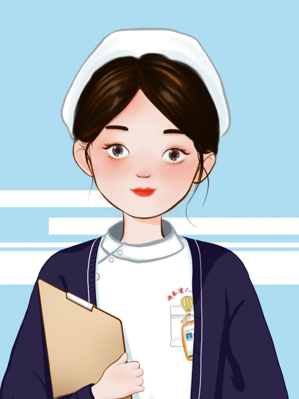 护士漫画头像 陪护第6天,画一下可爱的护士小姐姐.