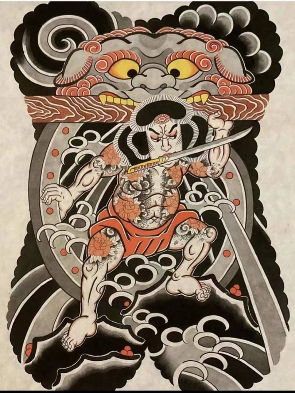 9张日式满背纹身手稿|传统满背 满背专属人员集合,适合喜欢日式传统的