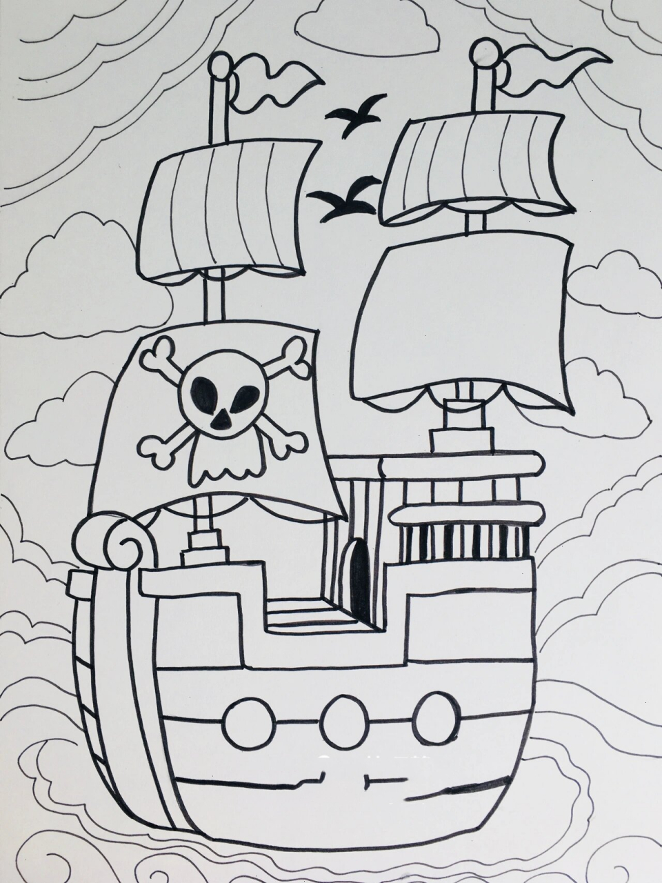 简单的海盗船简笔画图片