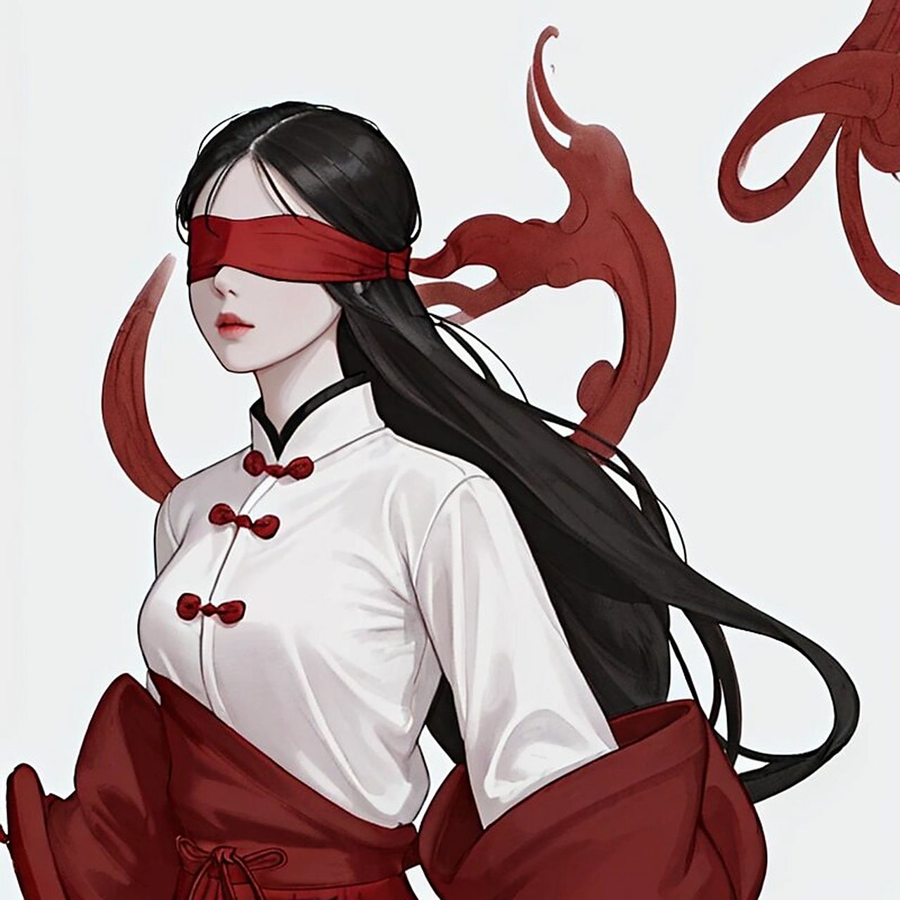 国风系列小众个性蒙眼清冷感女生头像 #ai绘画有点东西# #国风# #国风