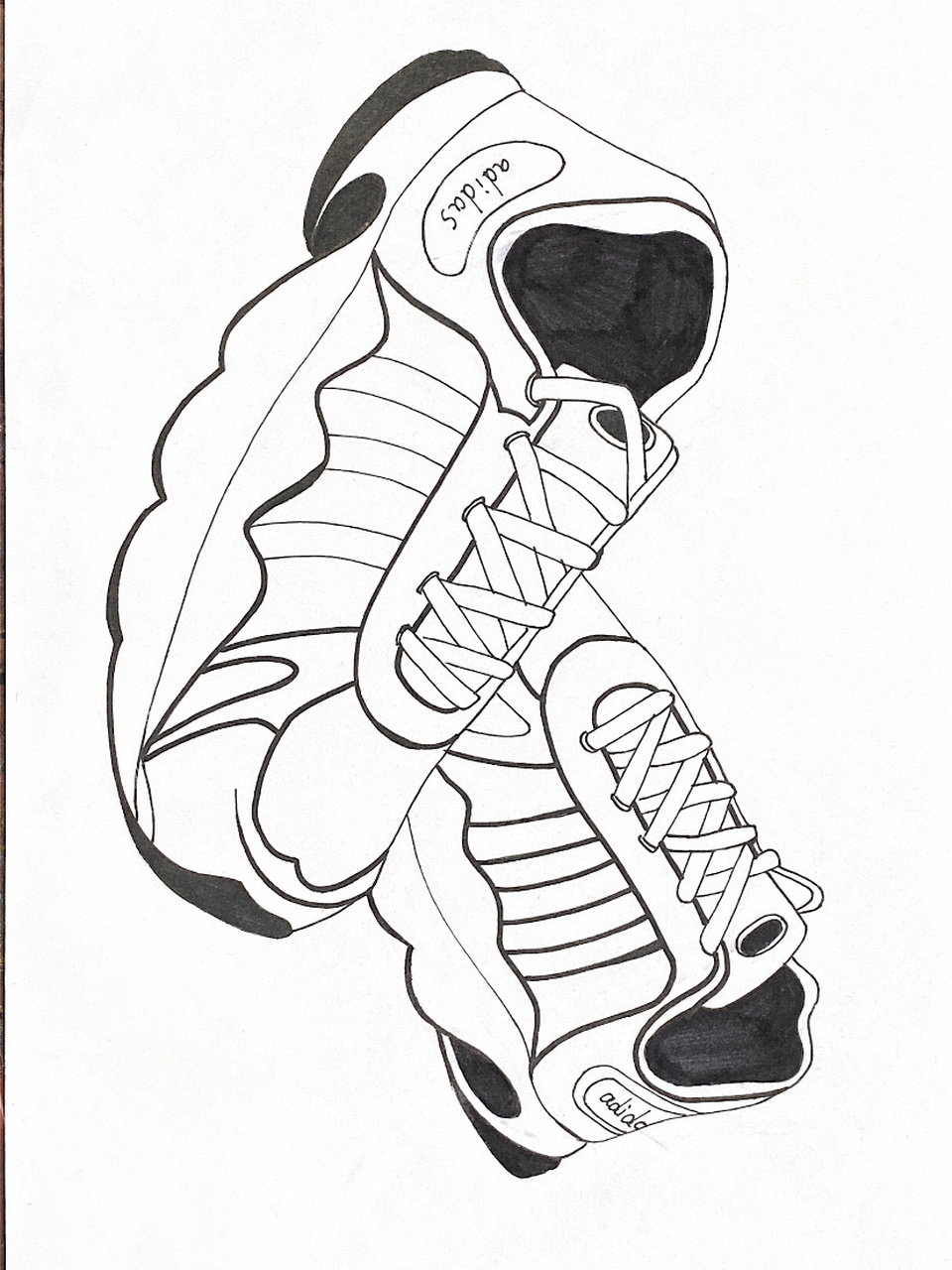 三年级创意美术线描鞋子  附线稿