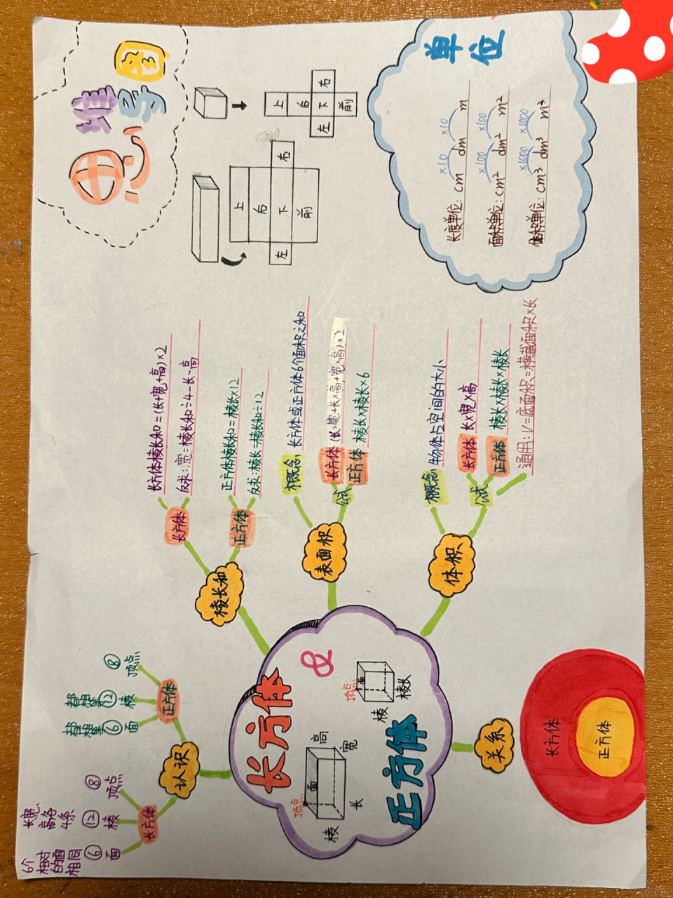 预习五年级数学下并做了思维导图 长方体和正方体,暂缺容积内容