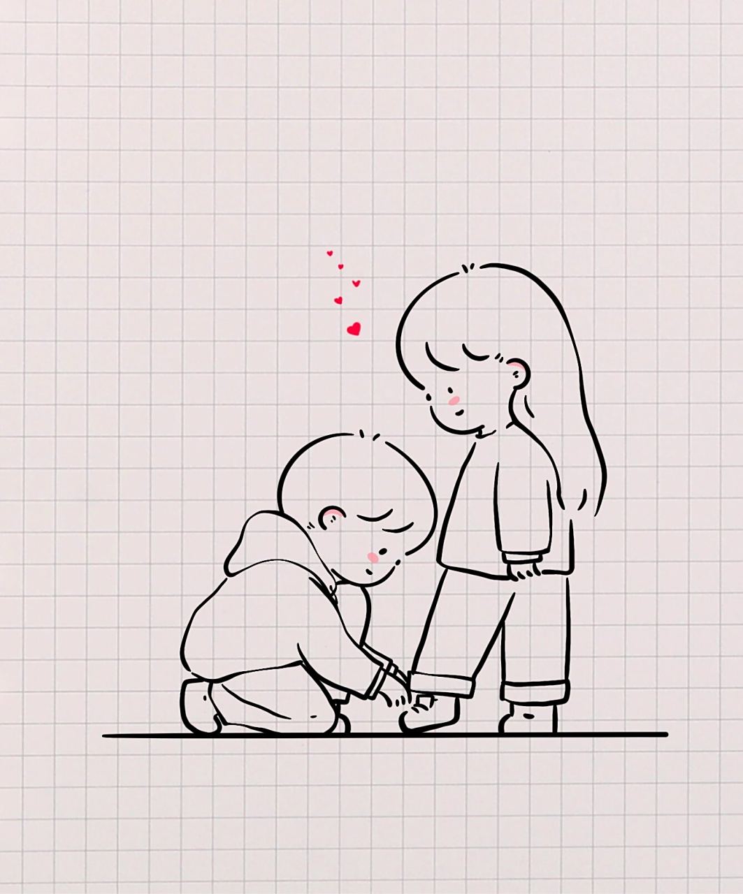 那个给你系鞋带的男生7815 简笔画教程 情侣日常 手绘分享 手帐