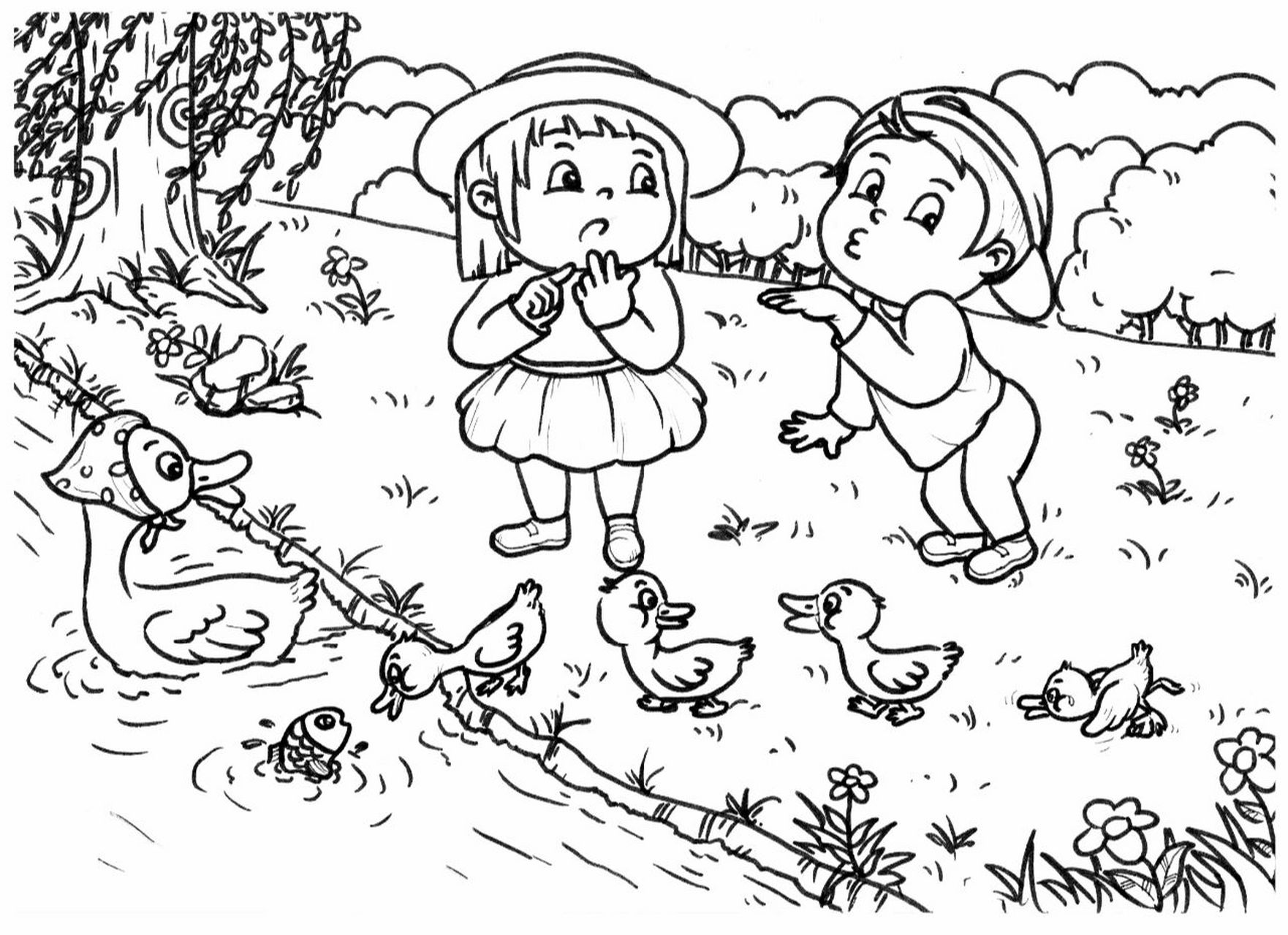 小学幼师考编简笔画《数鸭子》 小女孩:你个逗比,又害人家数错啦!
