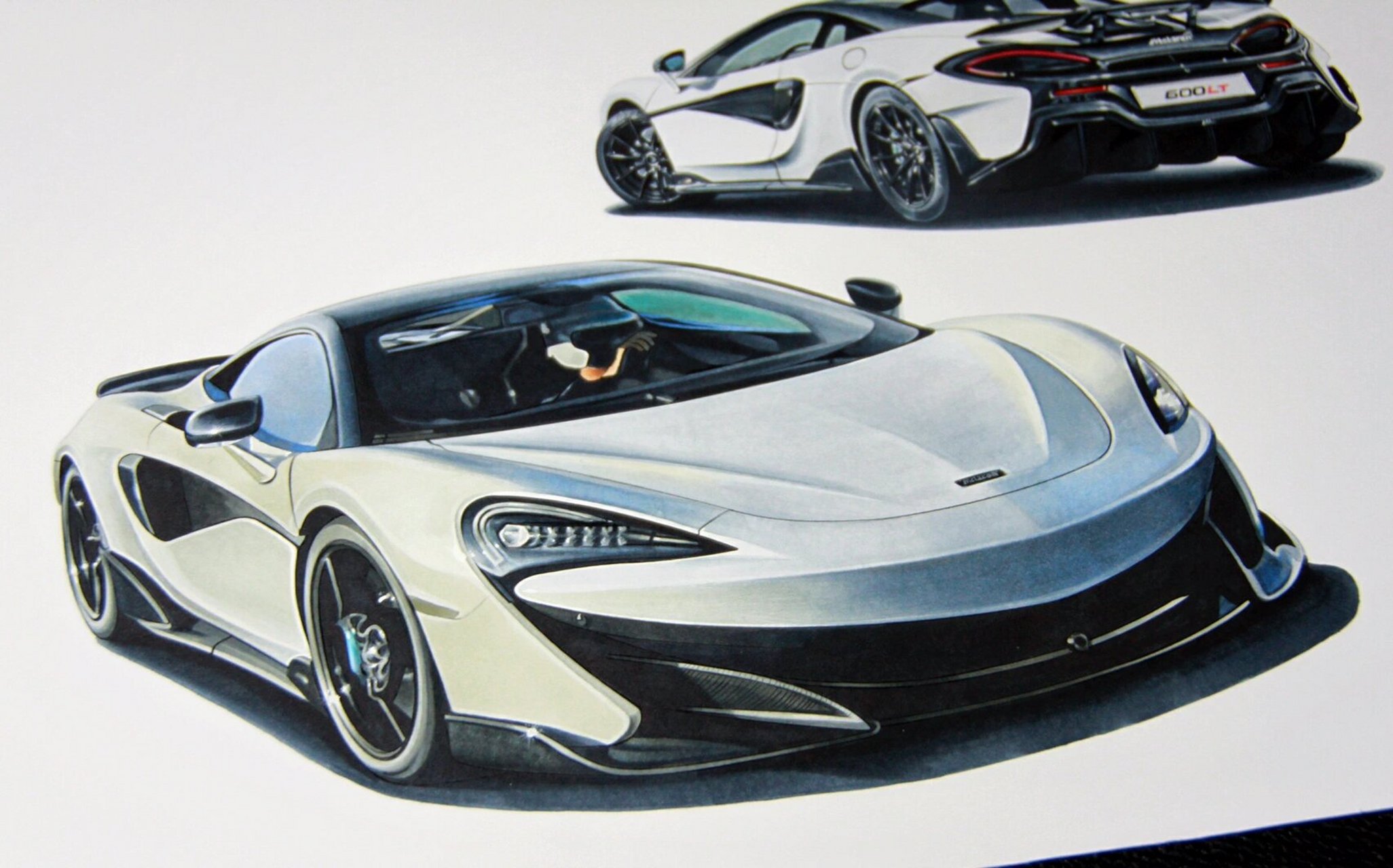 马克笔手绘|激情的呼唤-手绘迈凯伦600lt 马克笔彩铅手绘一台600匹